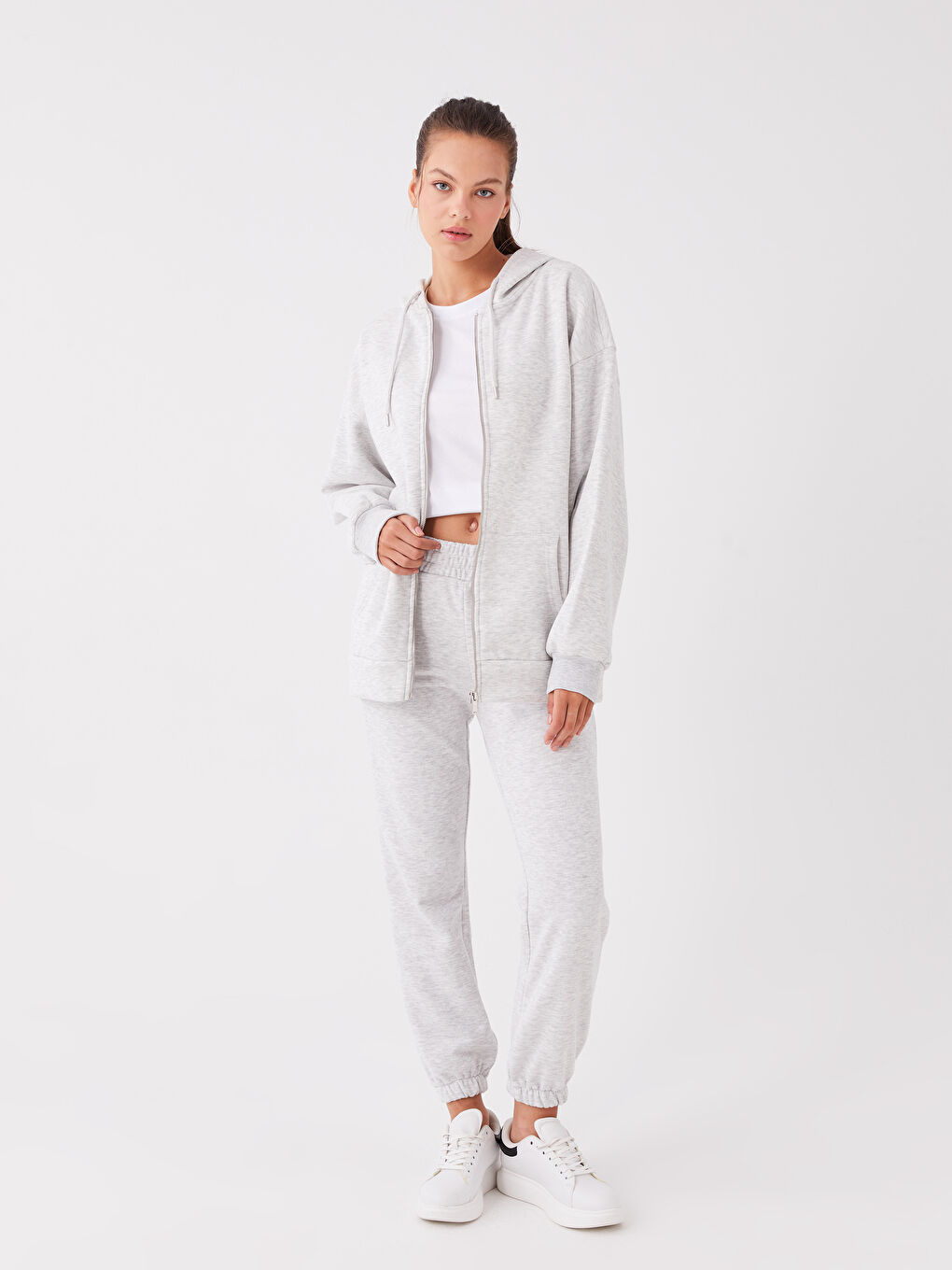 Hooded Oversize Women's Thick Zipper Sweatshirt -W3DH85Z8-JMD