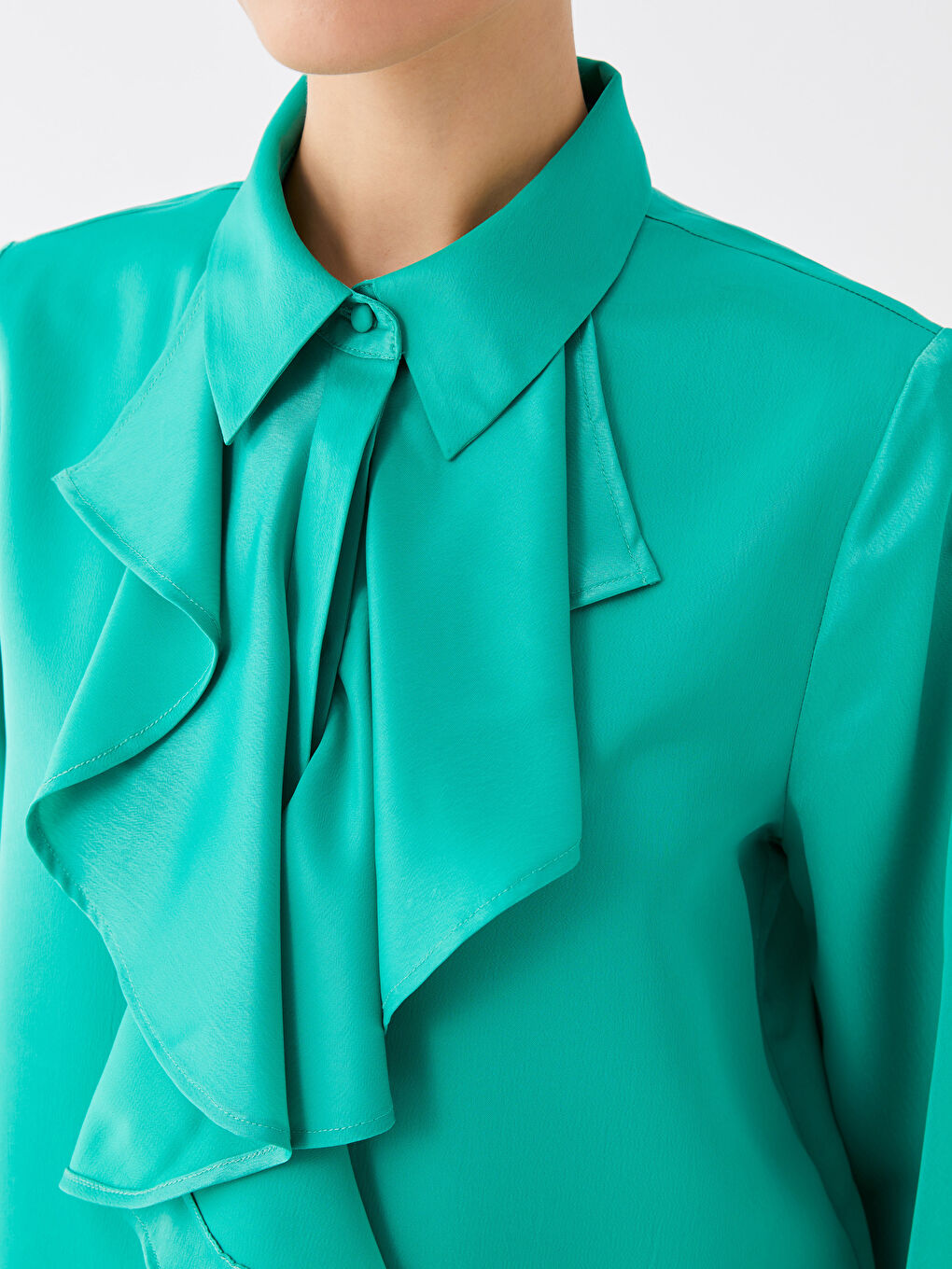 LCW Vision Schlichtes Langarm Chiffon Hemd für Damen -W3DJ30Z8-V0L