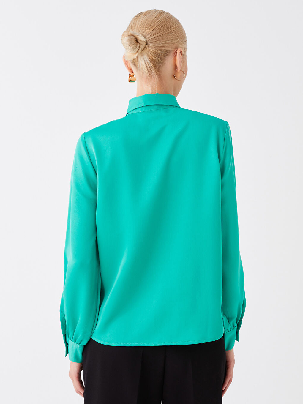 LCW Vision Schlichtes Langarm Chiffon Hemd für Damen -W3DJ30Z8-V0L