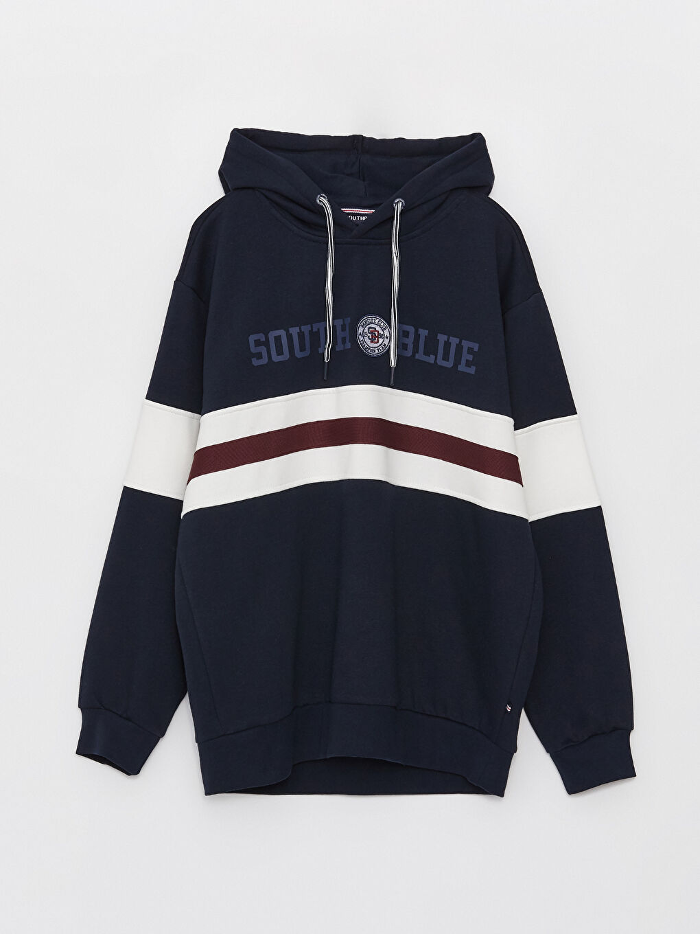 SOUTHBLUE Lacivert Melanj Uzun Kollu Baskılı Erkek Hoodie - 5