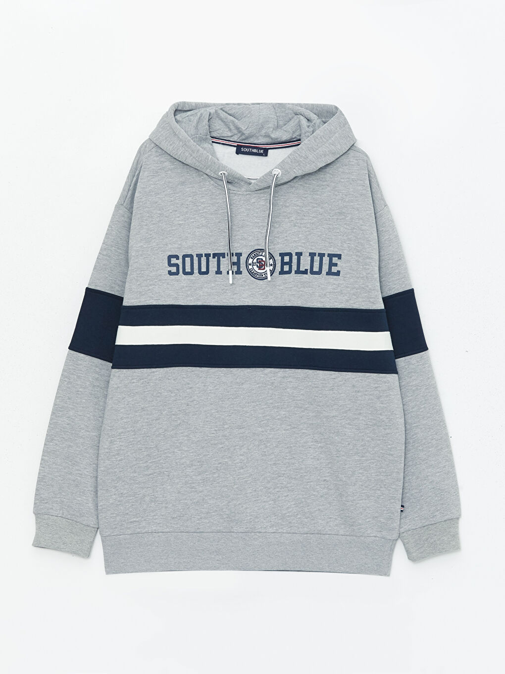 SOUTHBLUE Gri Melanj Uzun Kollu Baskılı Erkek Hoodie - 5