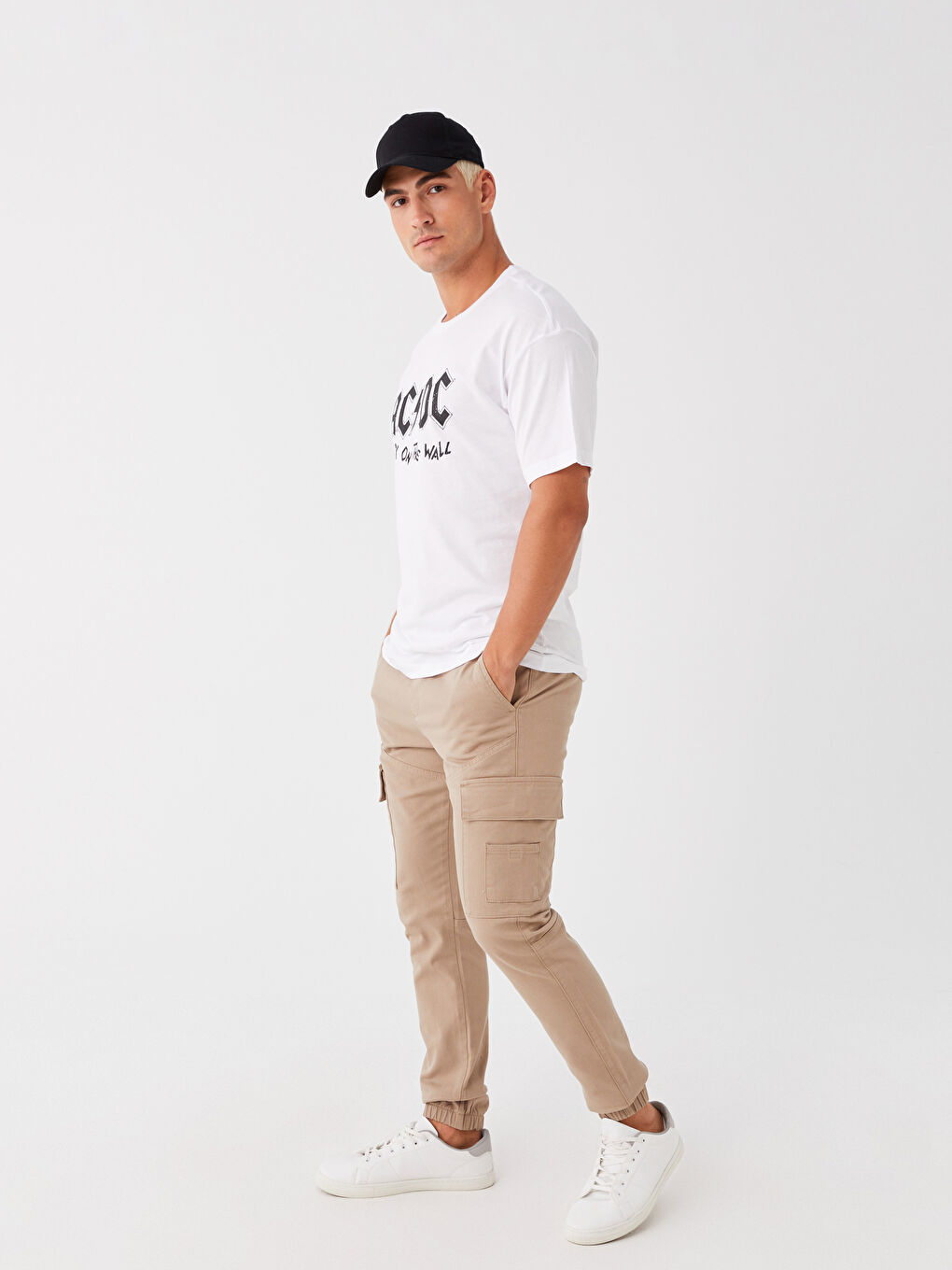 Bej Slim Fit Erkek Kargo Pantolon