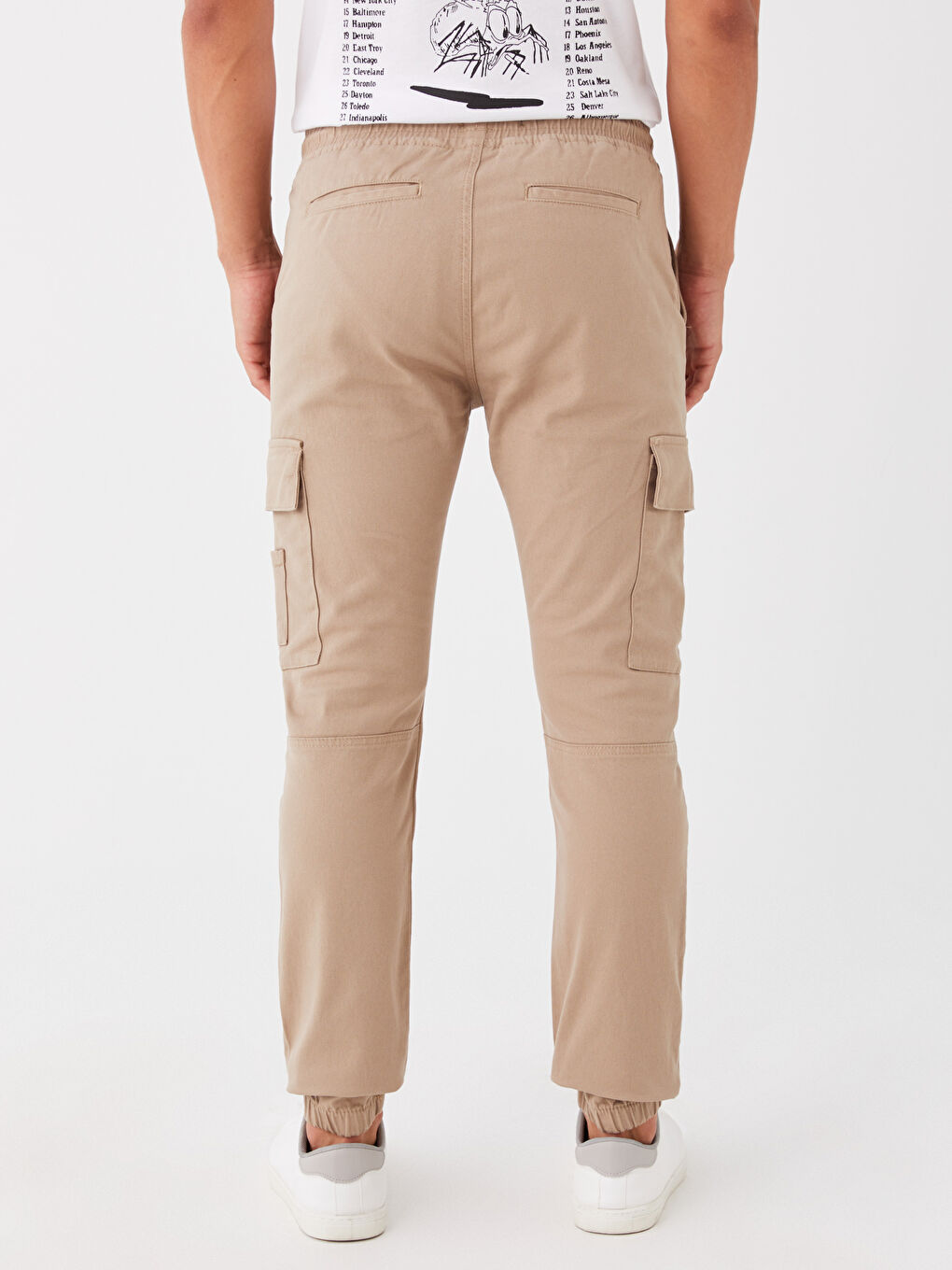 Bej Slim Fit Erkek Kargo Pantolon-4