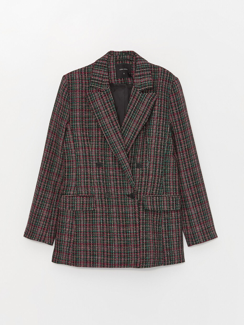 Karışık Desenli Uzun Kollu Kadın Tüvit Blazer Ceket-5