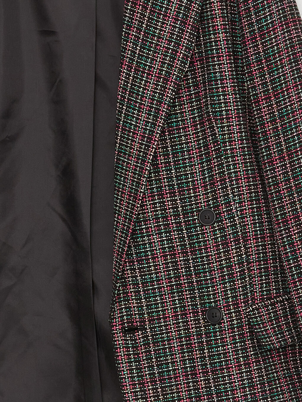 Karışık Desenli Uzun Kollu Kadın Tüvit Blazer Ceket-6