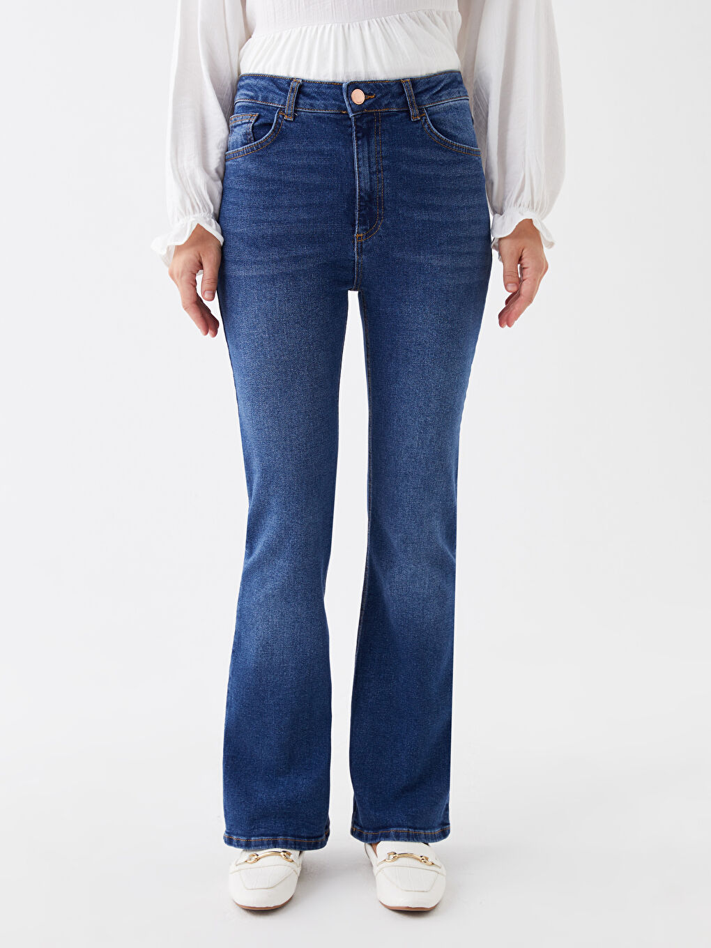 LCW Modest Orta İndigo Rodeo Mars Flare Kadın Jean Pantolon - 2