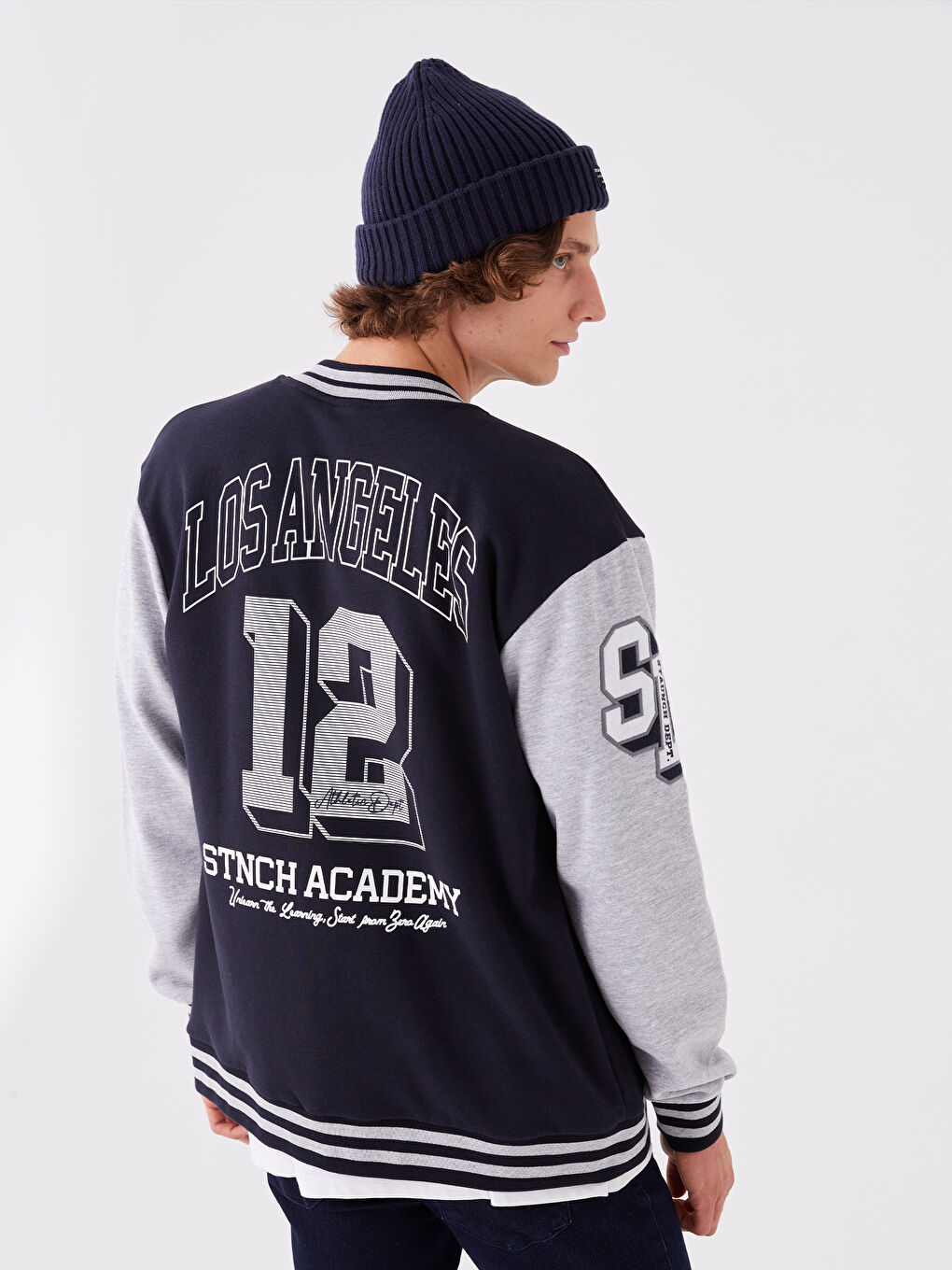 Lacivert Rahat Kalıp Uzun Kollu Erkek Kalın Kolej Ceket-2