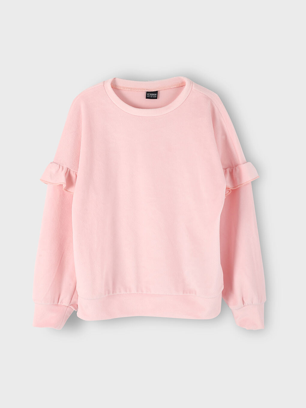 طقم بيجامة قطيفة بياقة دائرية للبنات-1