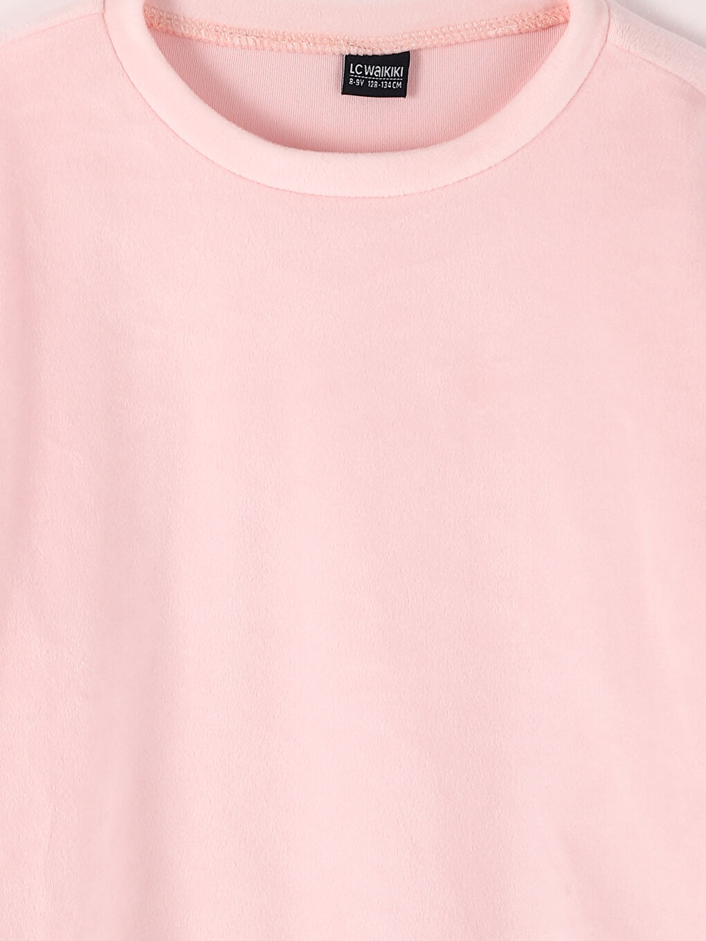 طقم بيجامة قطيفة بياقة دائرية للبنات-3