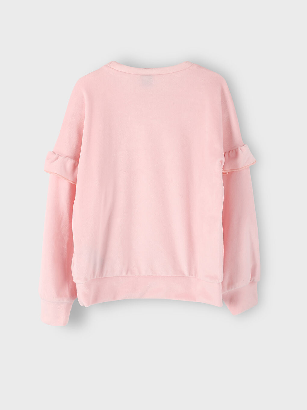 طقم بيجامة قطيفة بياقة دائرية للبنات-2