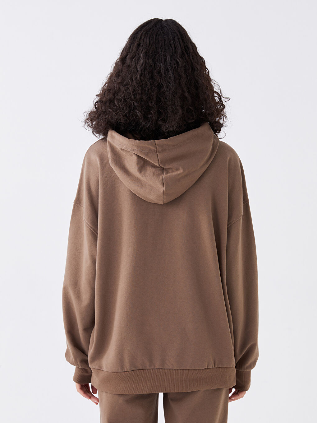 LCW Vision Kahverengi Baskılı Uzun Kollu Oversize Kadın Hoodie - 4