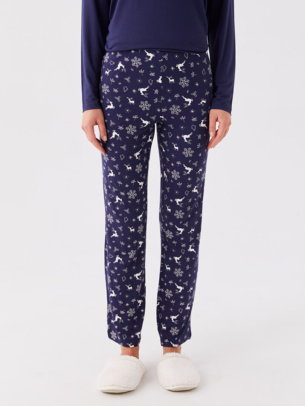 ელასტიური წელი საშობაო თემატიკის ქალებისთვის პიჟამა ქვედაბოლო-3