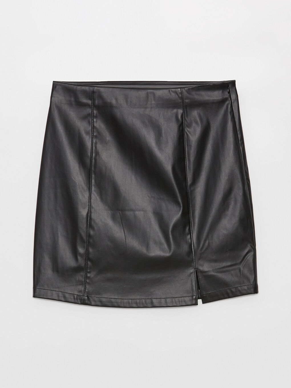 Zippered Waist Faux Leather Women's Skirt-5