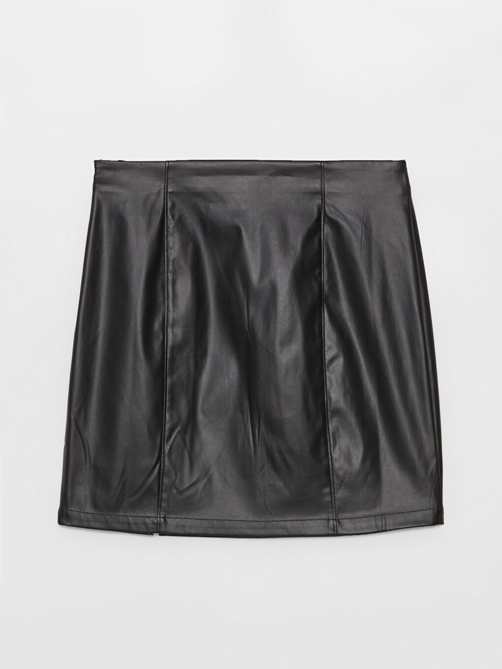 Zippered Waist Faux Leather Women's Skirt-6