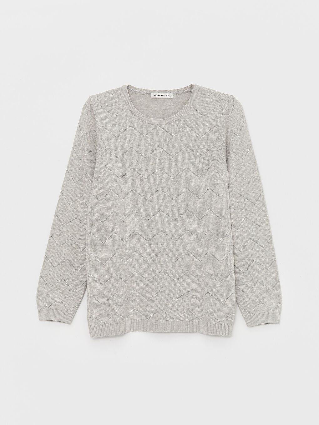 Crew Neck Patterned Long Sleeve Women's Knitwear Sweater-5