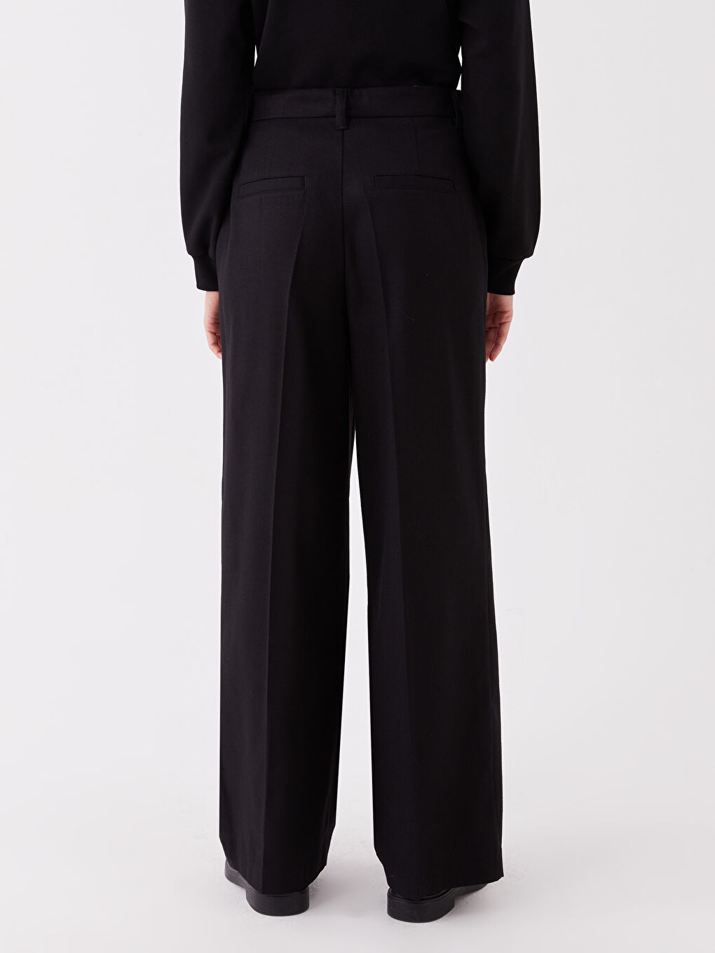 Jednostavne ženske pantalone širokog kroja širokih nogavica-3