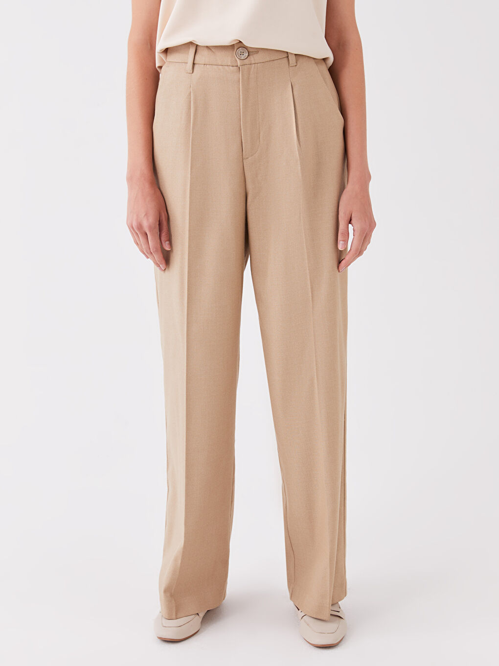 Jednostavne ženske pantalone širokog kroja širokih nogavica-2