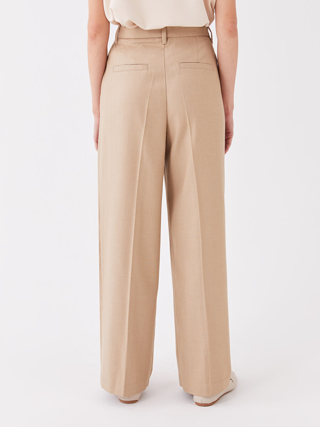 Jednostavne ženske pantalone širokog kroja širokih nogavica-3