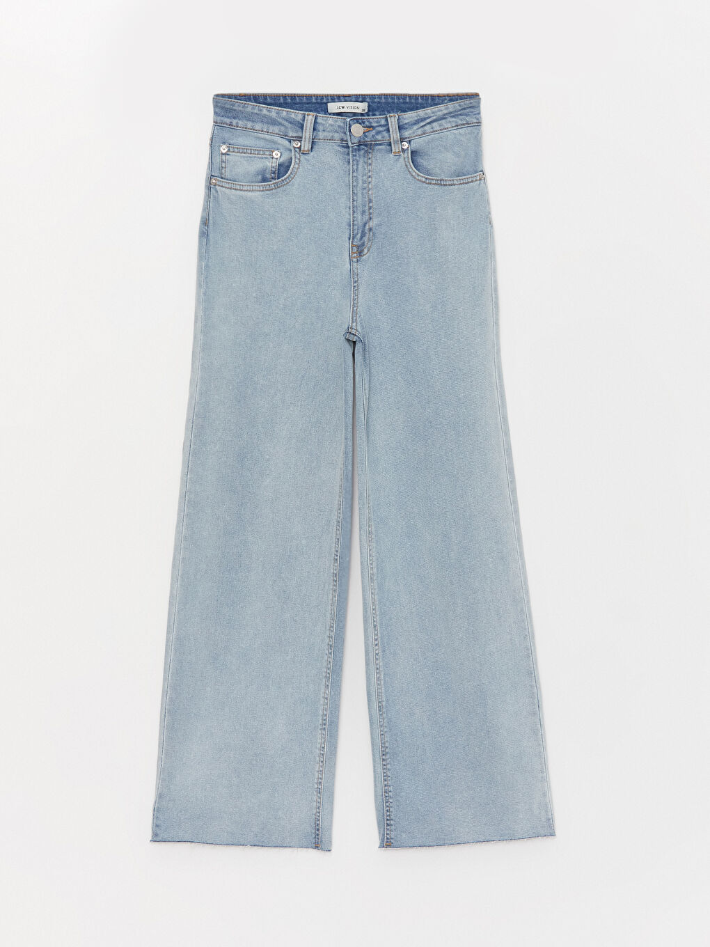 Jean Taille Haute Jambe Large pour Femmes-5