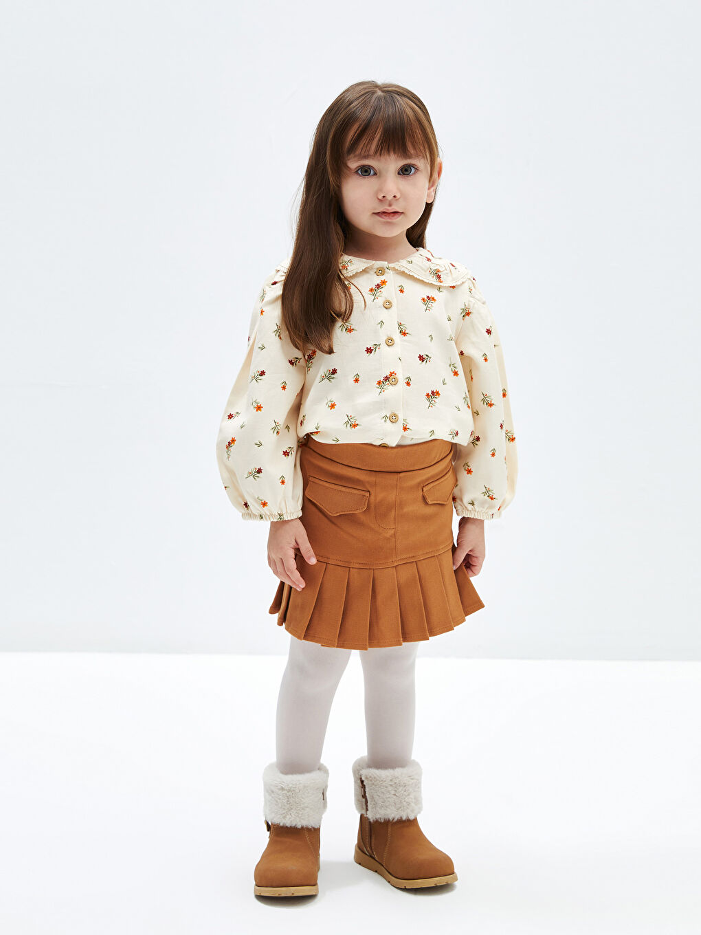 Basic Elastic Waist Baby Girl Skirt and Pantyhose 2-Pack Set-2