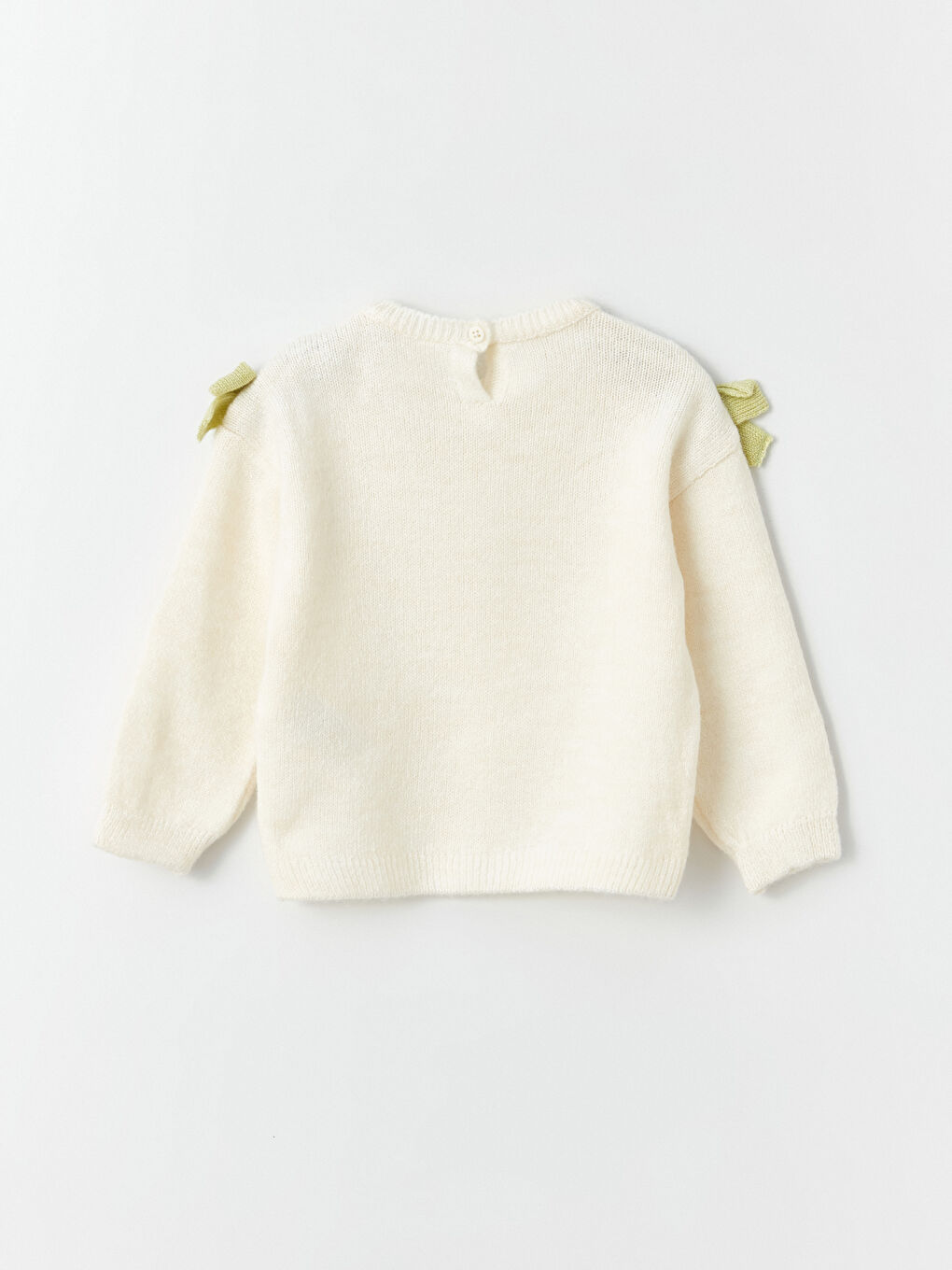 Ekru Bisiklet Yaka Kız Bebek Triko Kazak ve Pantolon 2'li-3