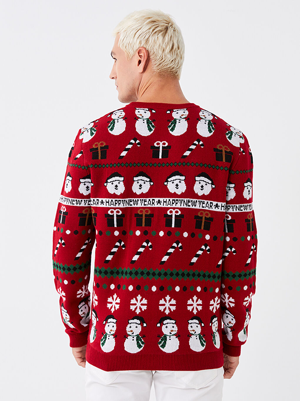 XSIDE Rundhalsausschnitt Langarm Weihnachtsmotiv Herren Strickpullover -W3DN26Z8-SNJ