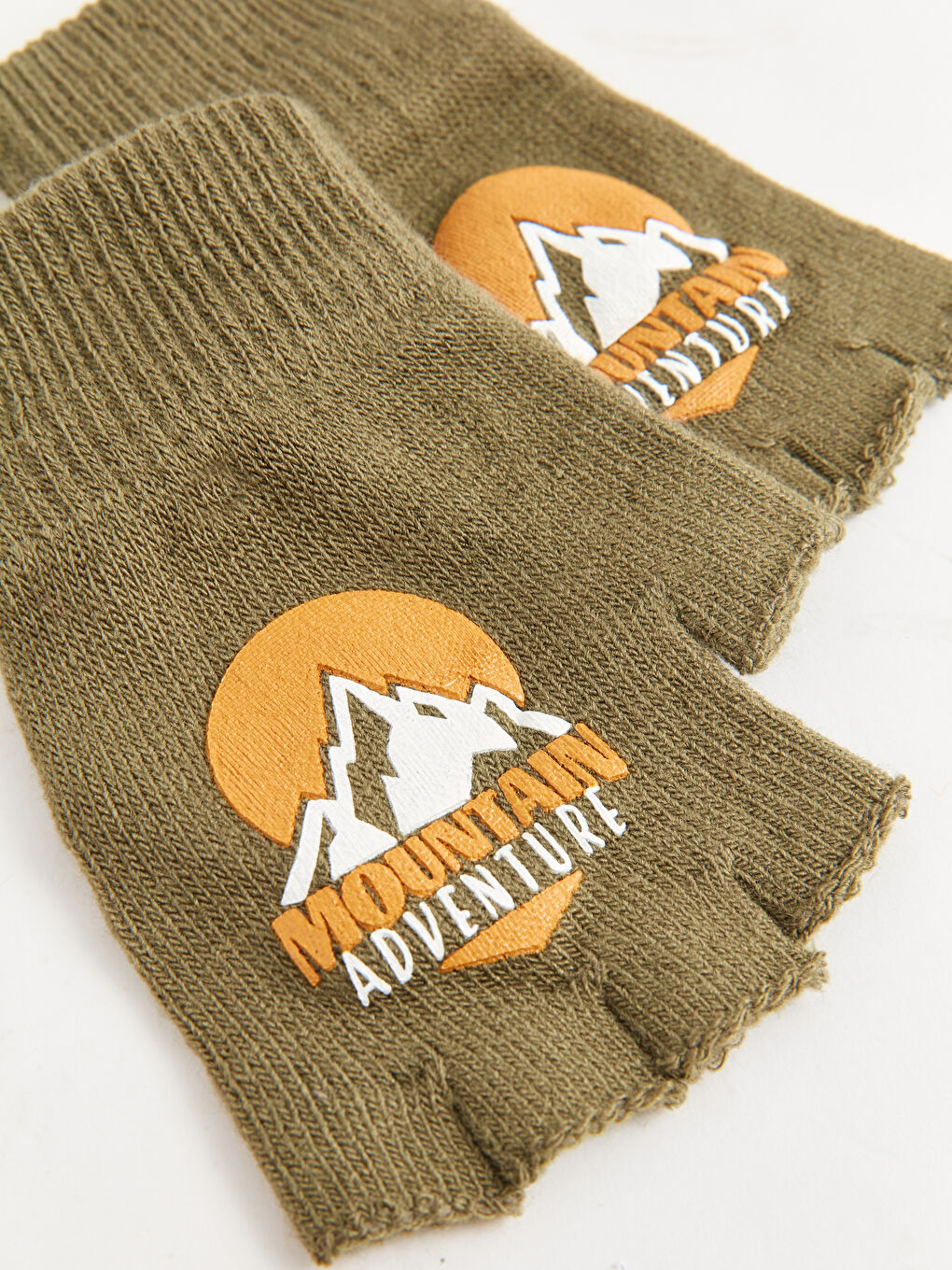 Haki  Baskılı Erkek Çocuk Parmaksız Eldiven-1