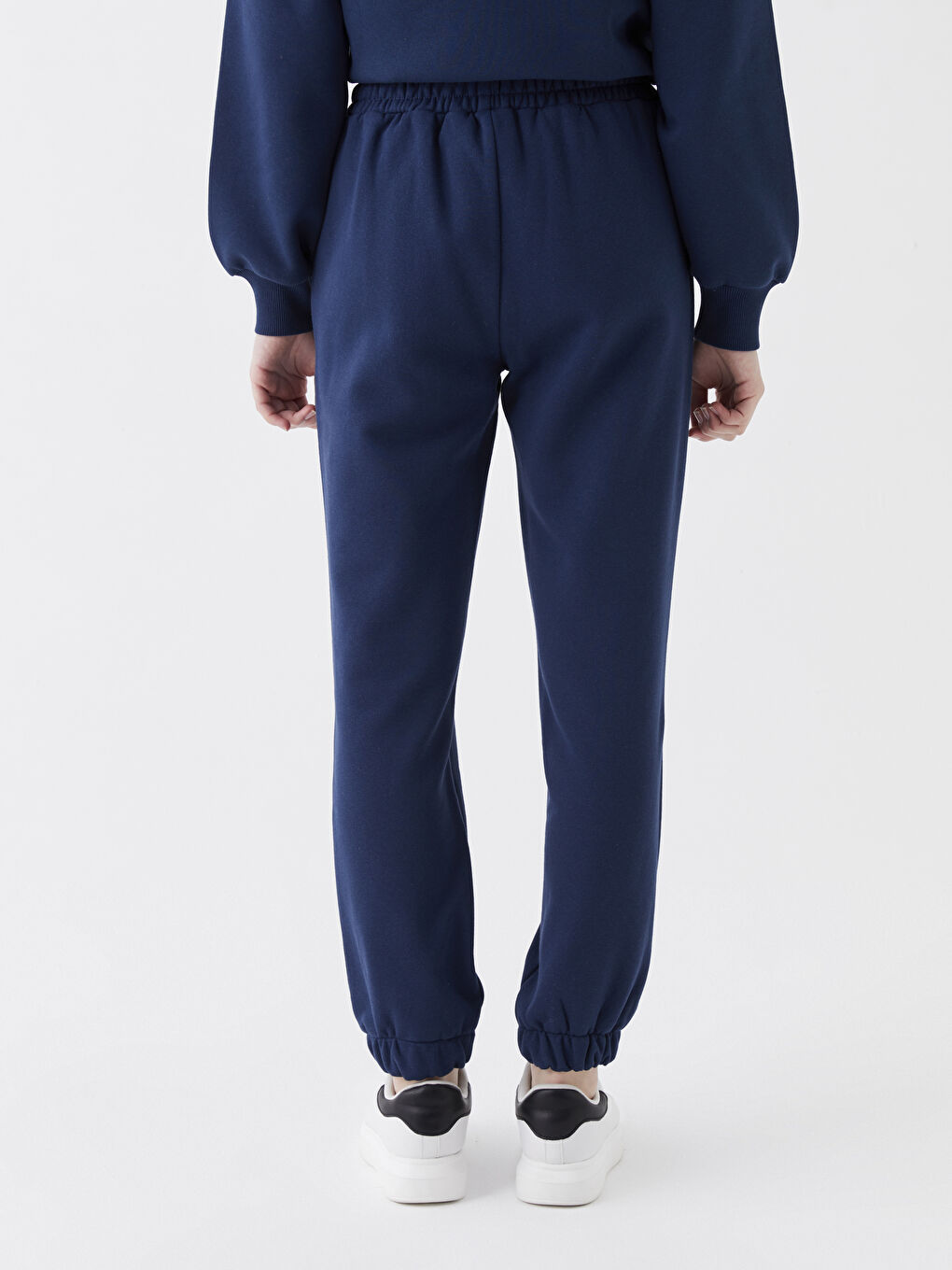 Lacivert Beli Lastikli Kadın Kalın Jogger Eşofman Altı-4