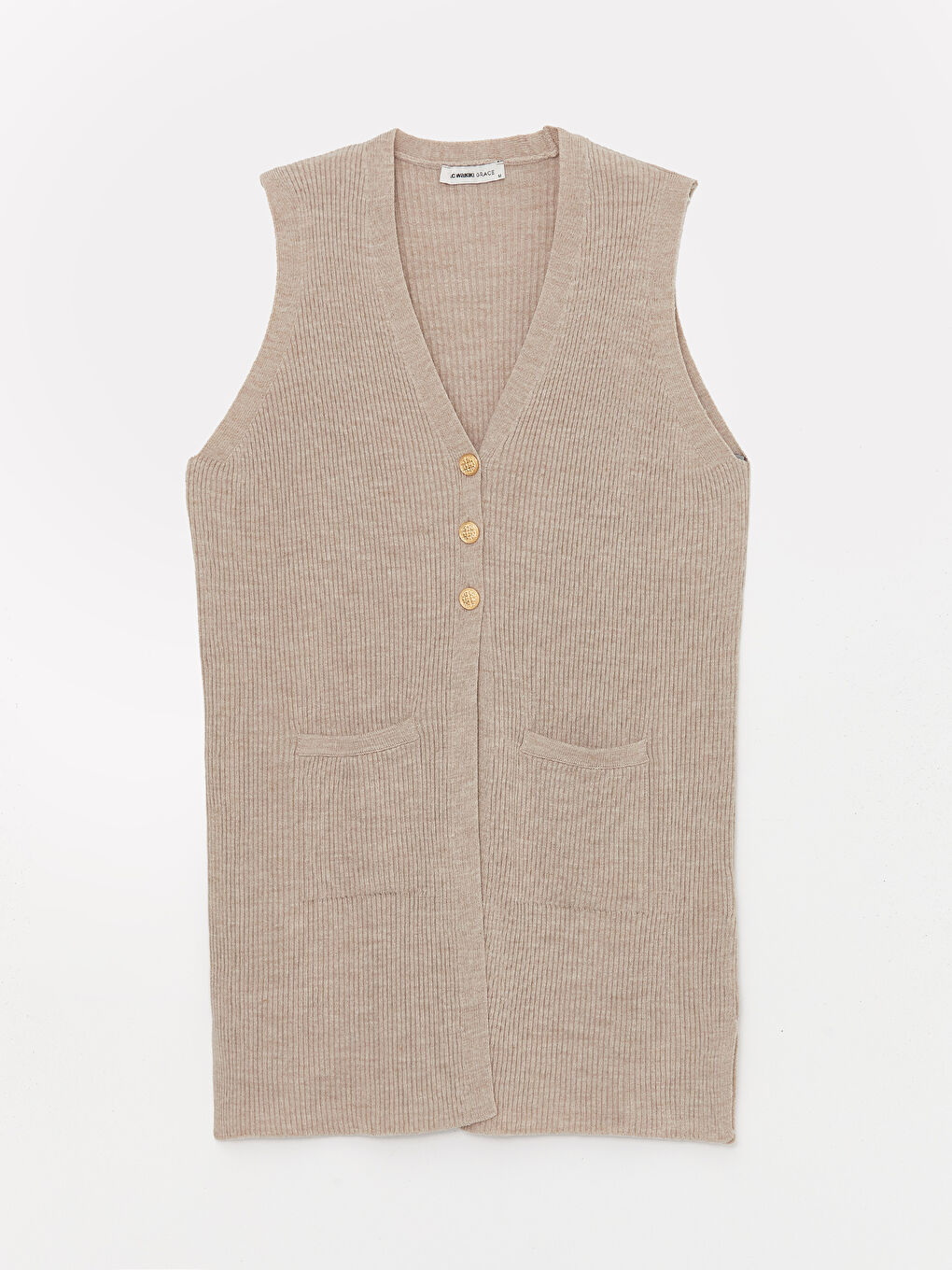 LCW Grace V Neck Women's Knitwear Waistcoat -W3DN59Z8-VH8