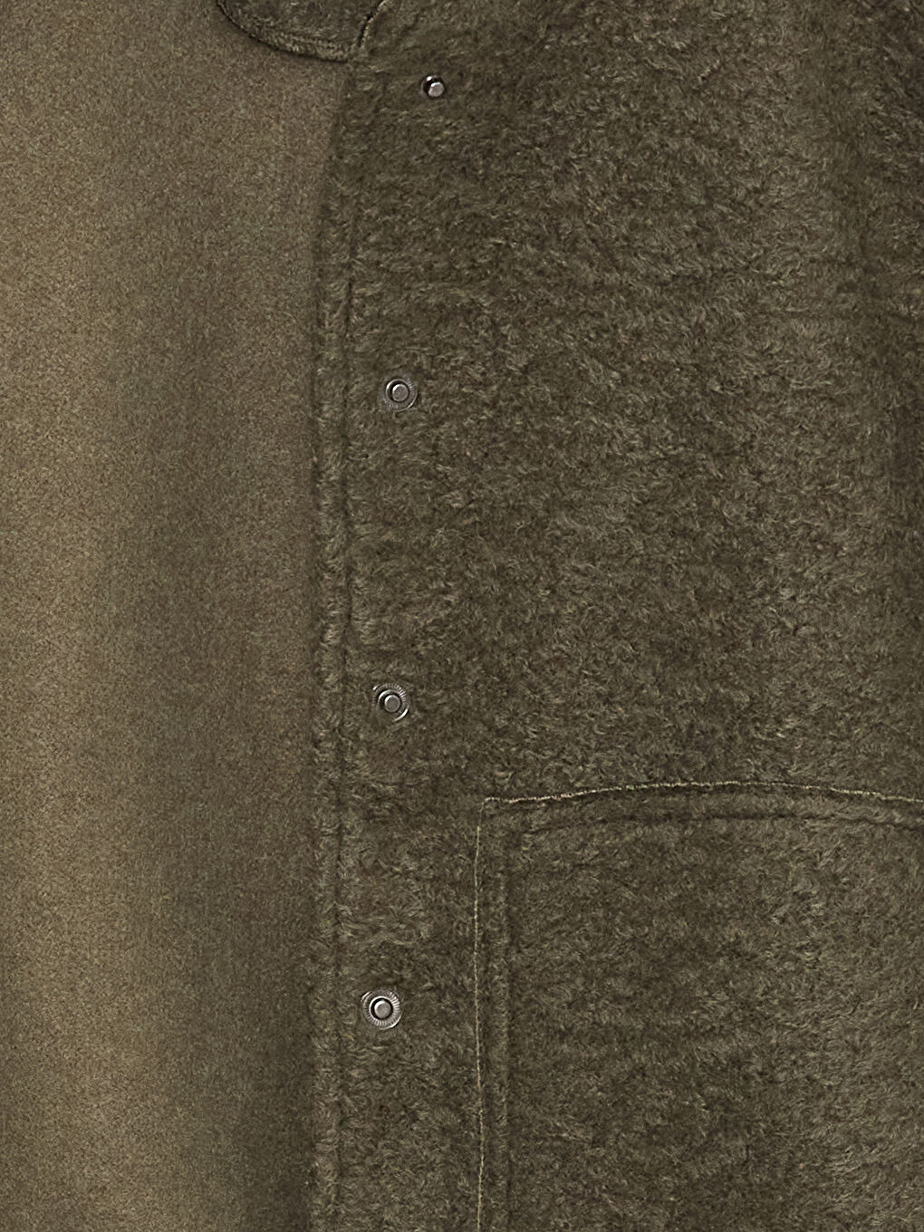 Haki Dik Yaka Düz Oversize Kadın Kaşe Kaban-7