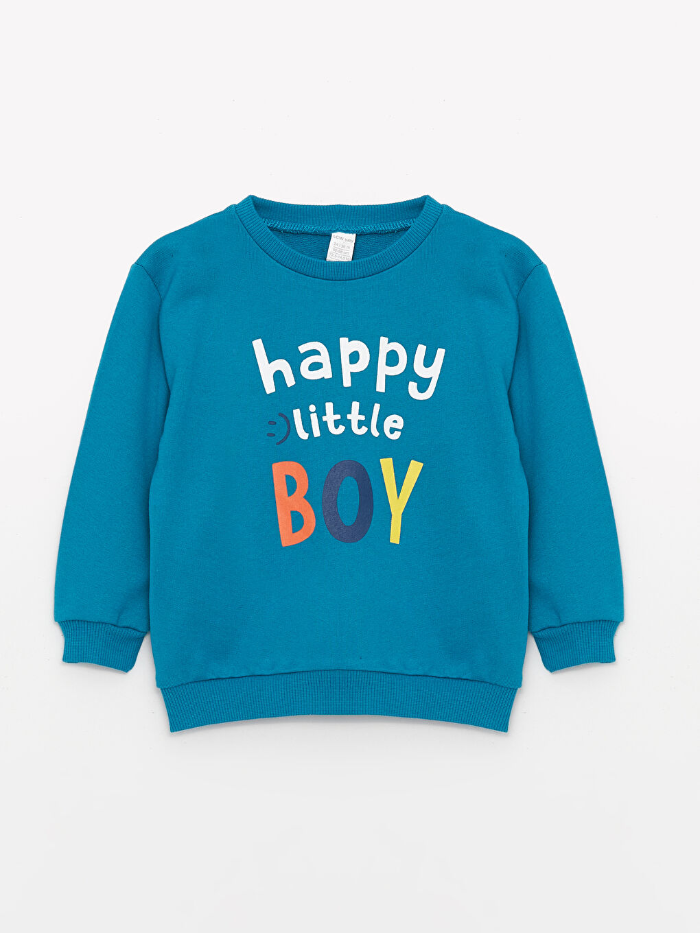 LCW baby Koyu Turkuaz Bisiklet Yaka Uzun Baskılı Erkek Bebek Sweatshirt ve Pantolon 2'li Takım - 1