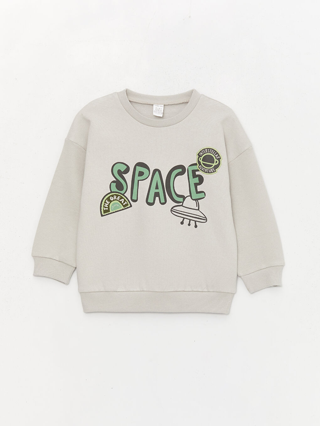 LCW baby Açık Gri Bisiklet Yaka Baskılı Erkek Bebek Sweatshirt