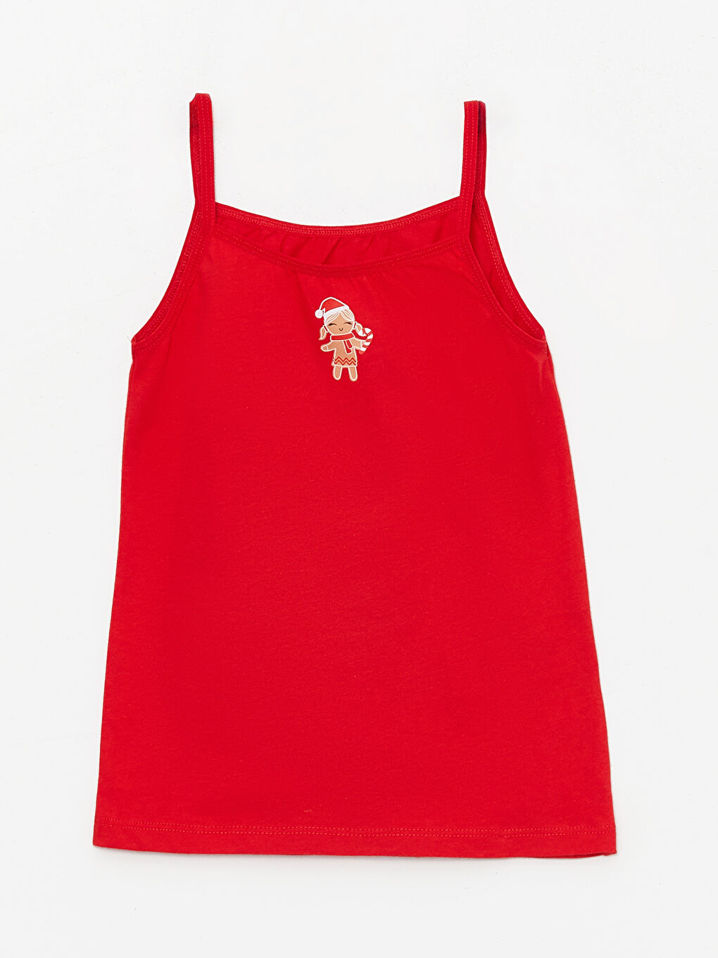 Kare Yaka Baskılı Askılı Pamuklu Kız Çocuk Atlet ve Külot-1