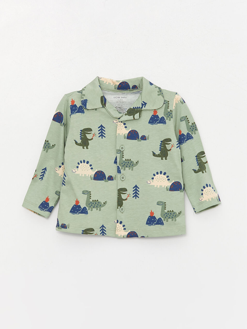 Yeşil Polo Yaka Baskılı Erkek Bebek 2'li Pijama Takımı-3