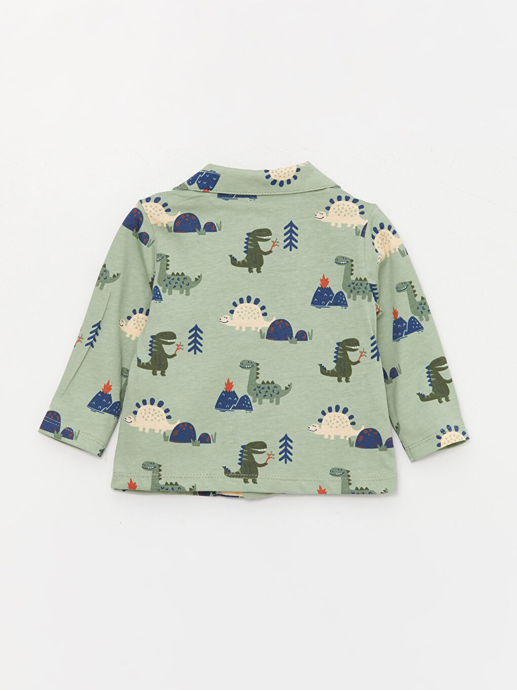 Yeşil Polo Yaka Baskılı Erkek Bebek 2'li Pijama Takımı-4