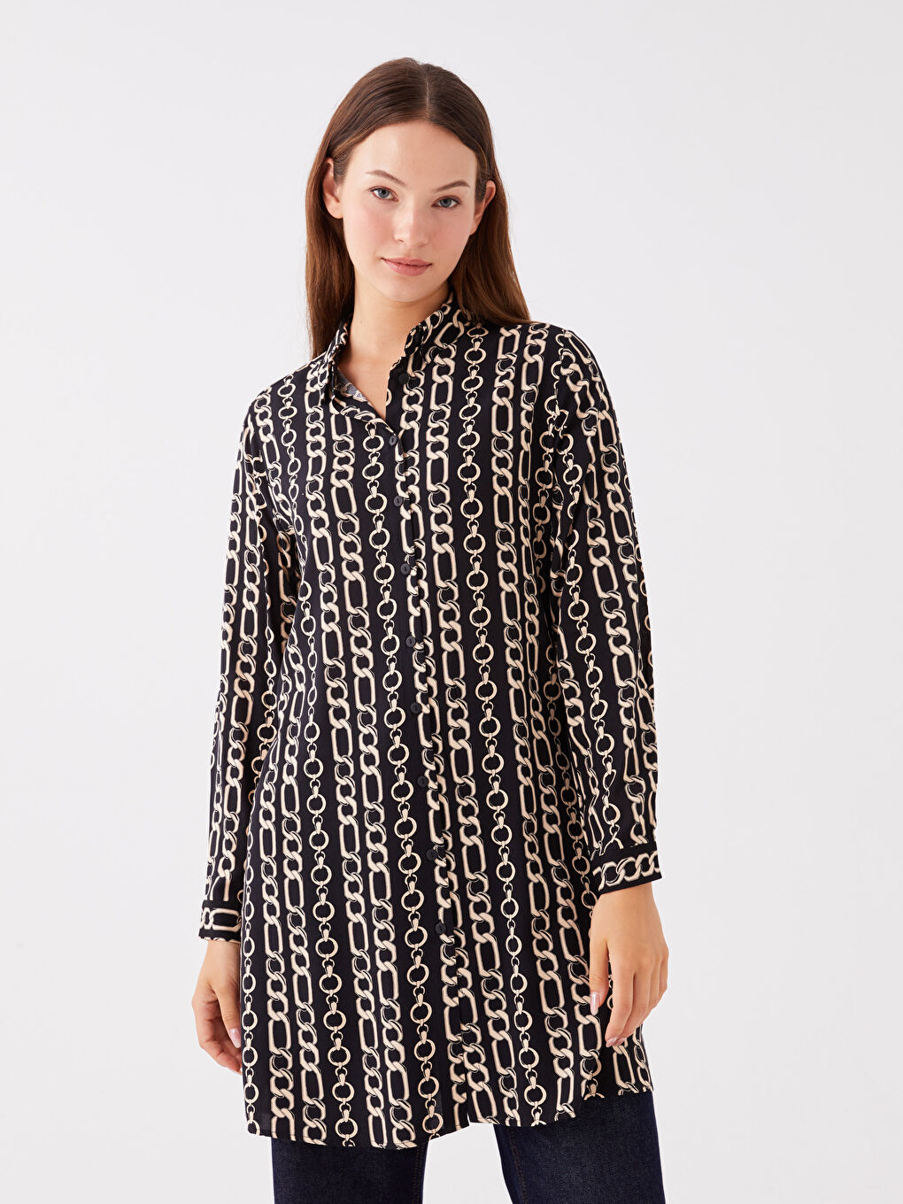 Karışık Desenli Kadın Gömlek Tunik