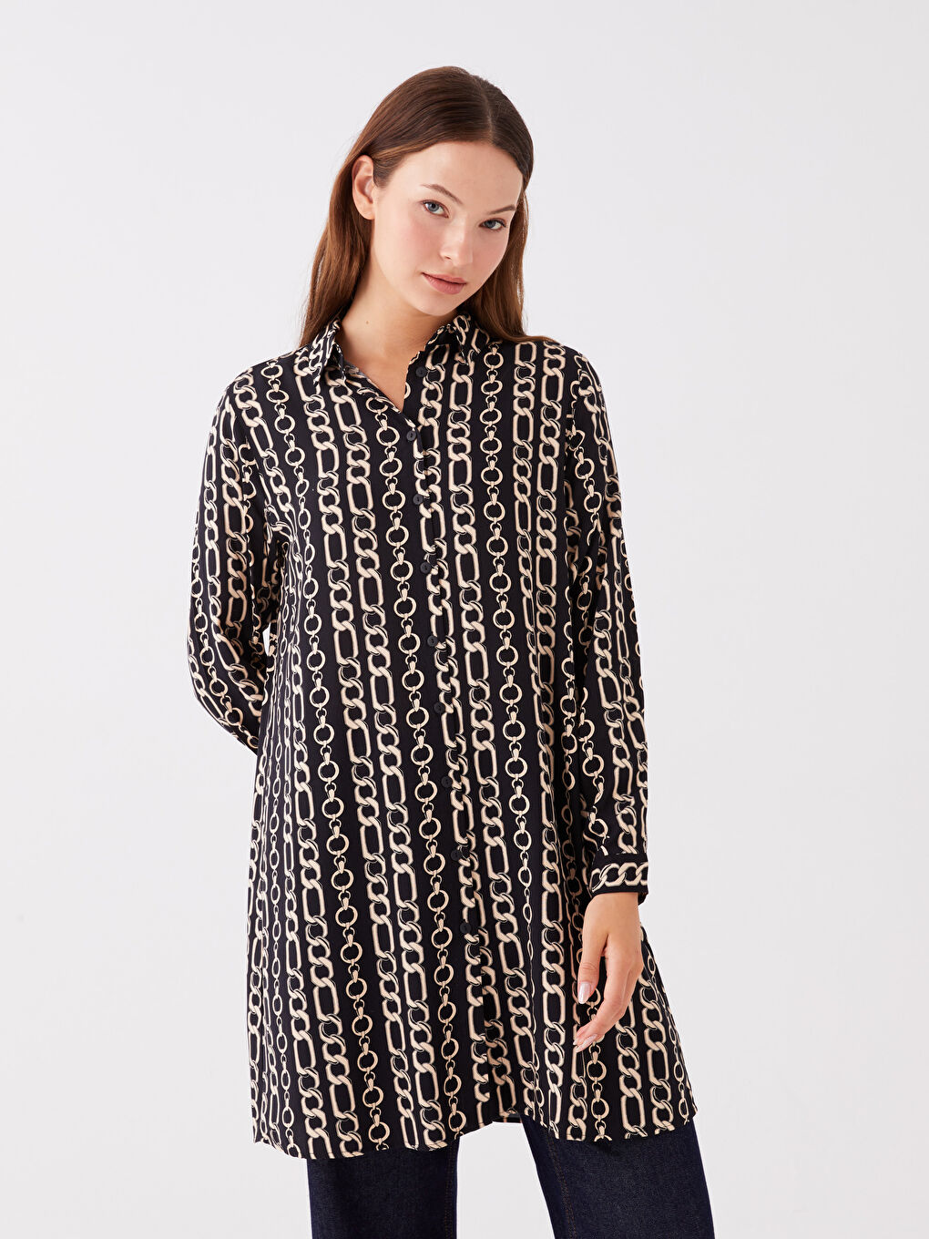 Karışık Desenli Kadın Gömlek Tunik-1