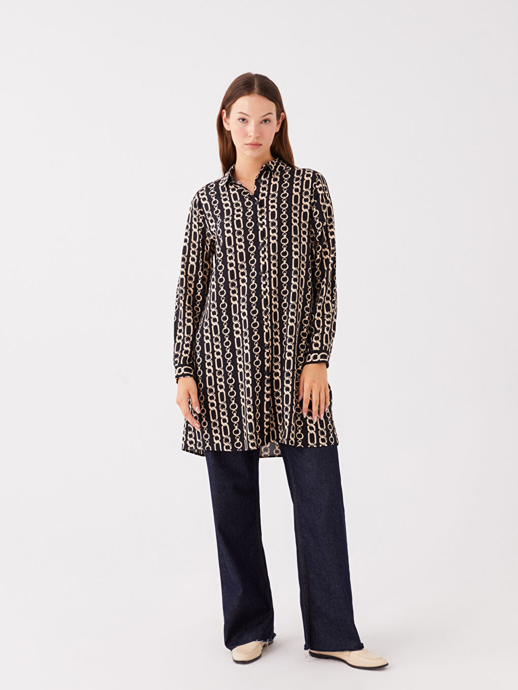 Karışık Desenli Kadın Gömlek Tunik-2