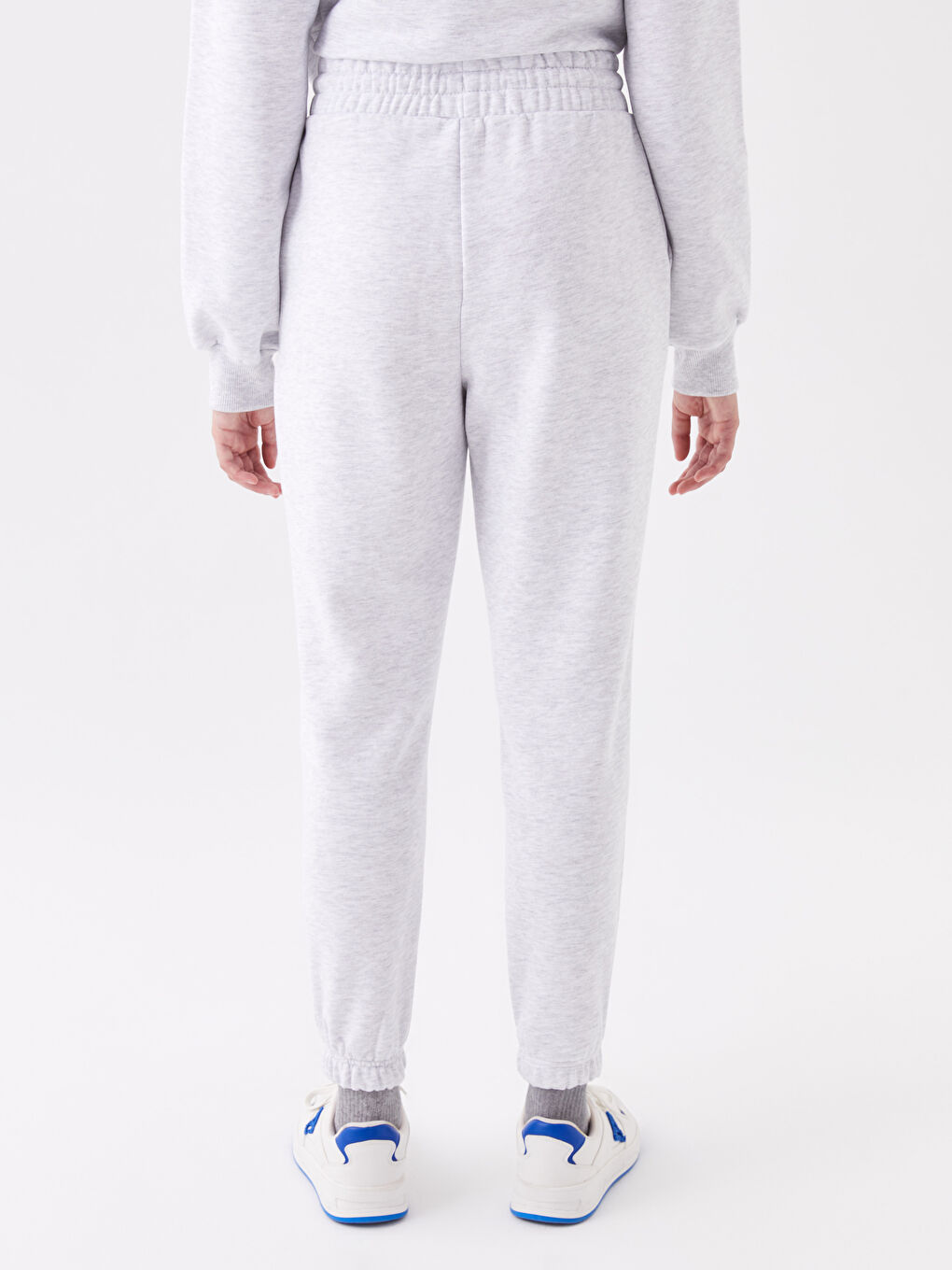 Gri Beli Lastikli Kadın Kalın Eşofman Altı-3