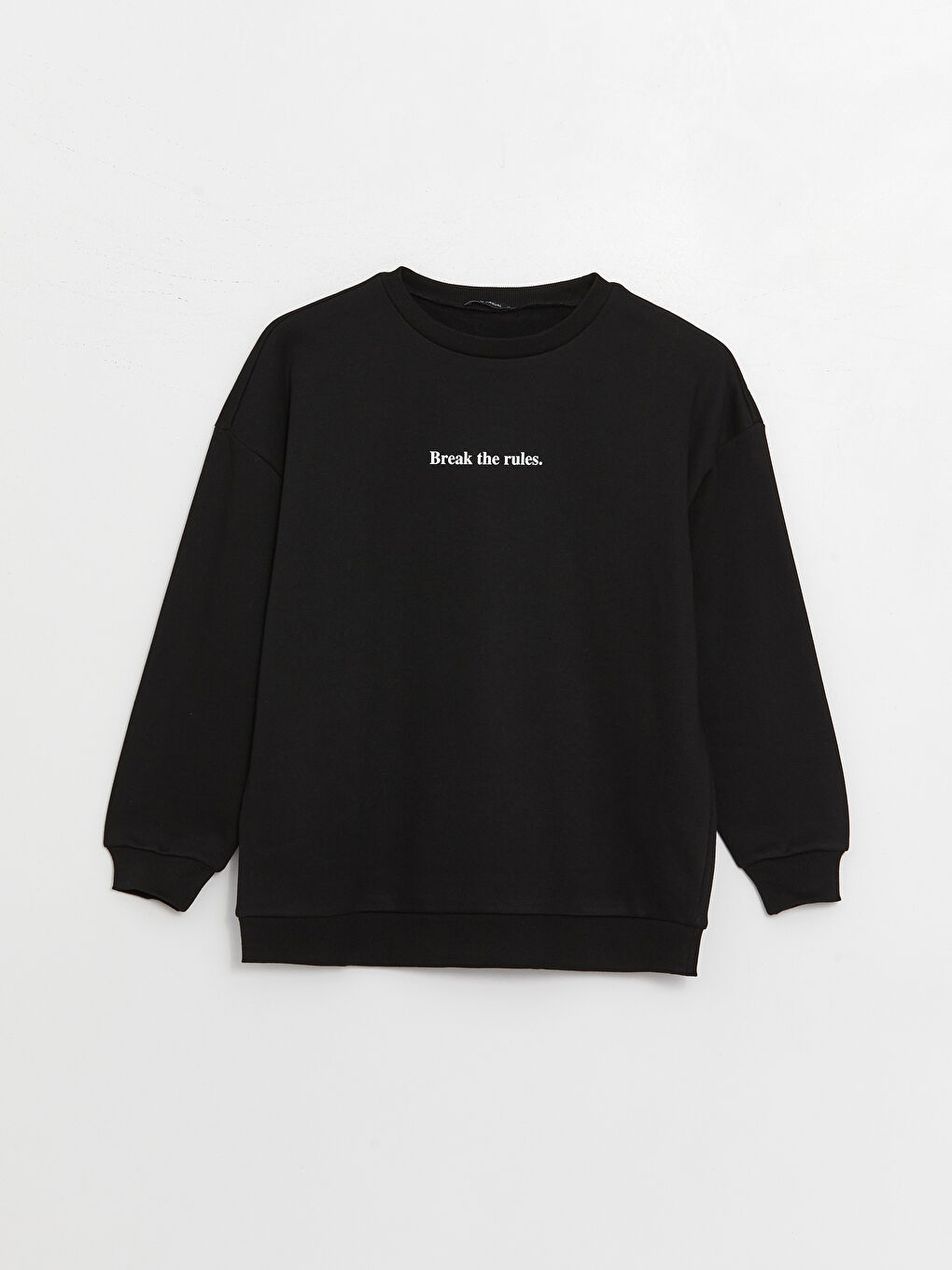 LCW Vision Siyah Bisiklet Yaka Baskılı Oversize Kadın Kalın Sweatshirt - 5