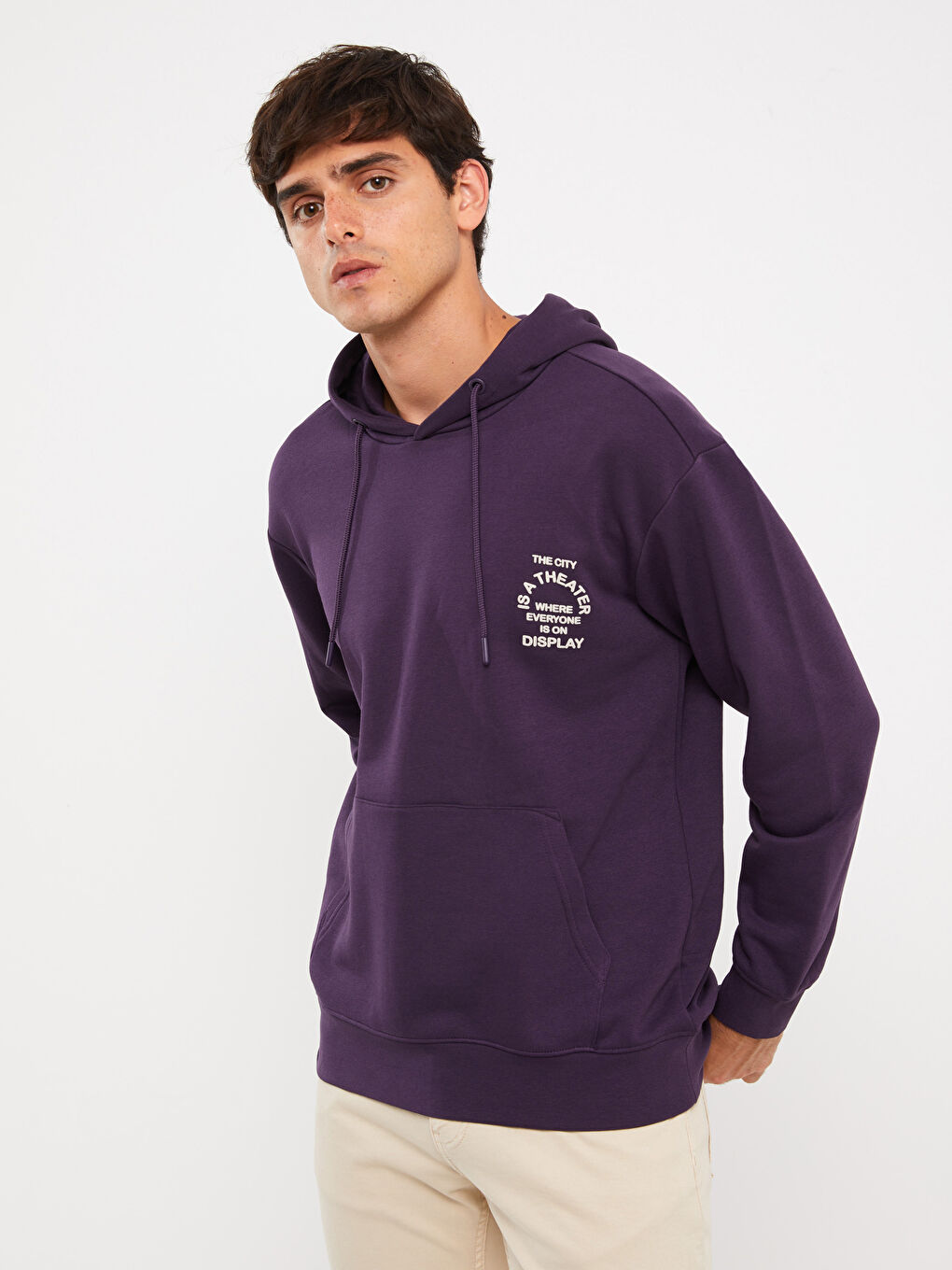 LCW Casual Mor Uzun Kollu Baskılı Erkek Hoodie - 1