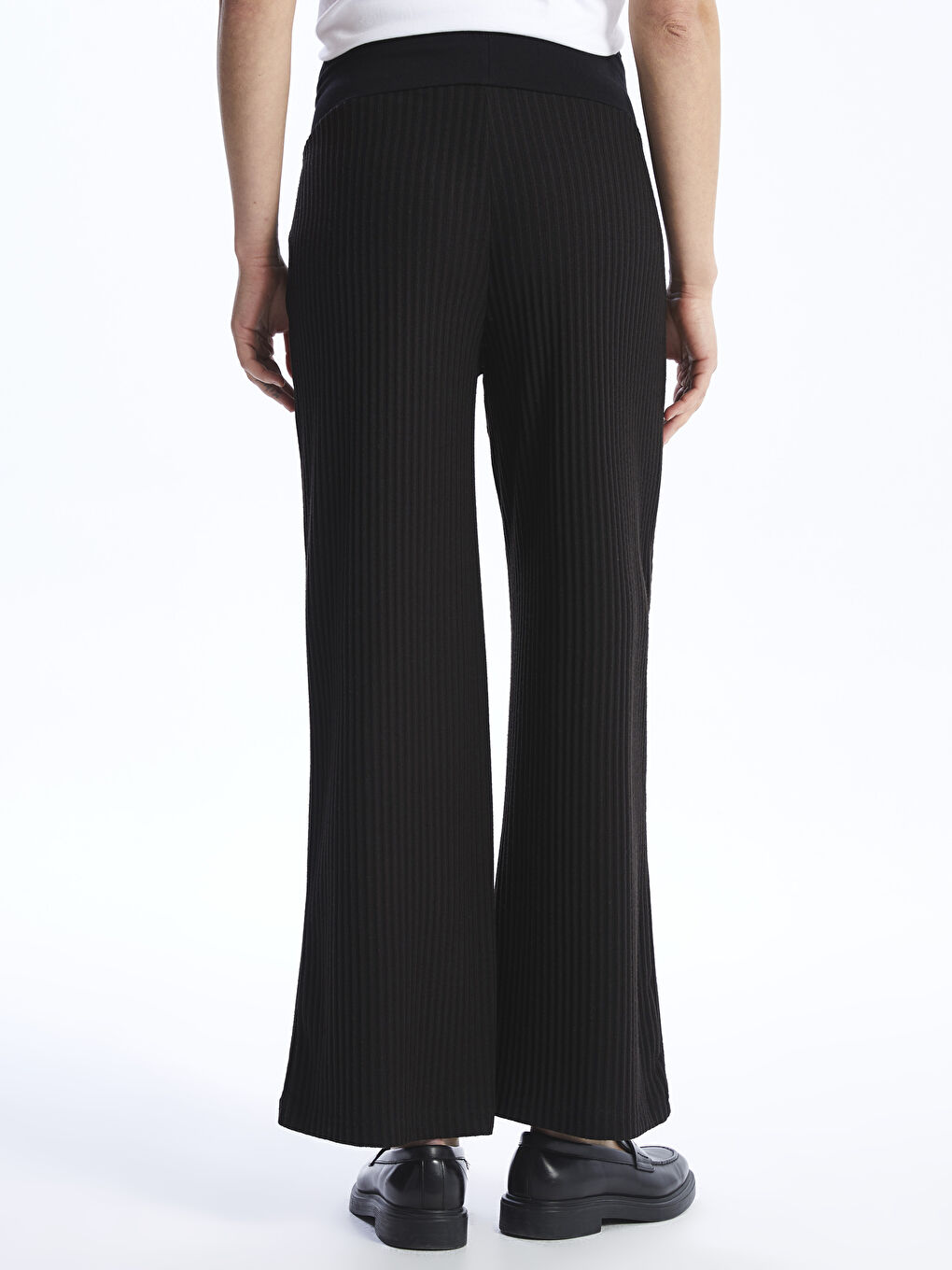 Over Bump Plain Wide Leg Maternity Trousers-4