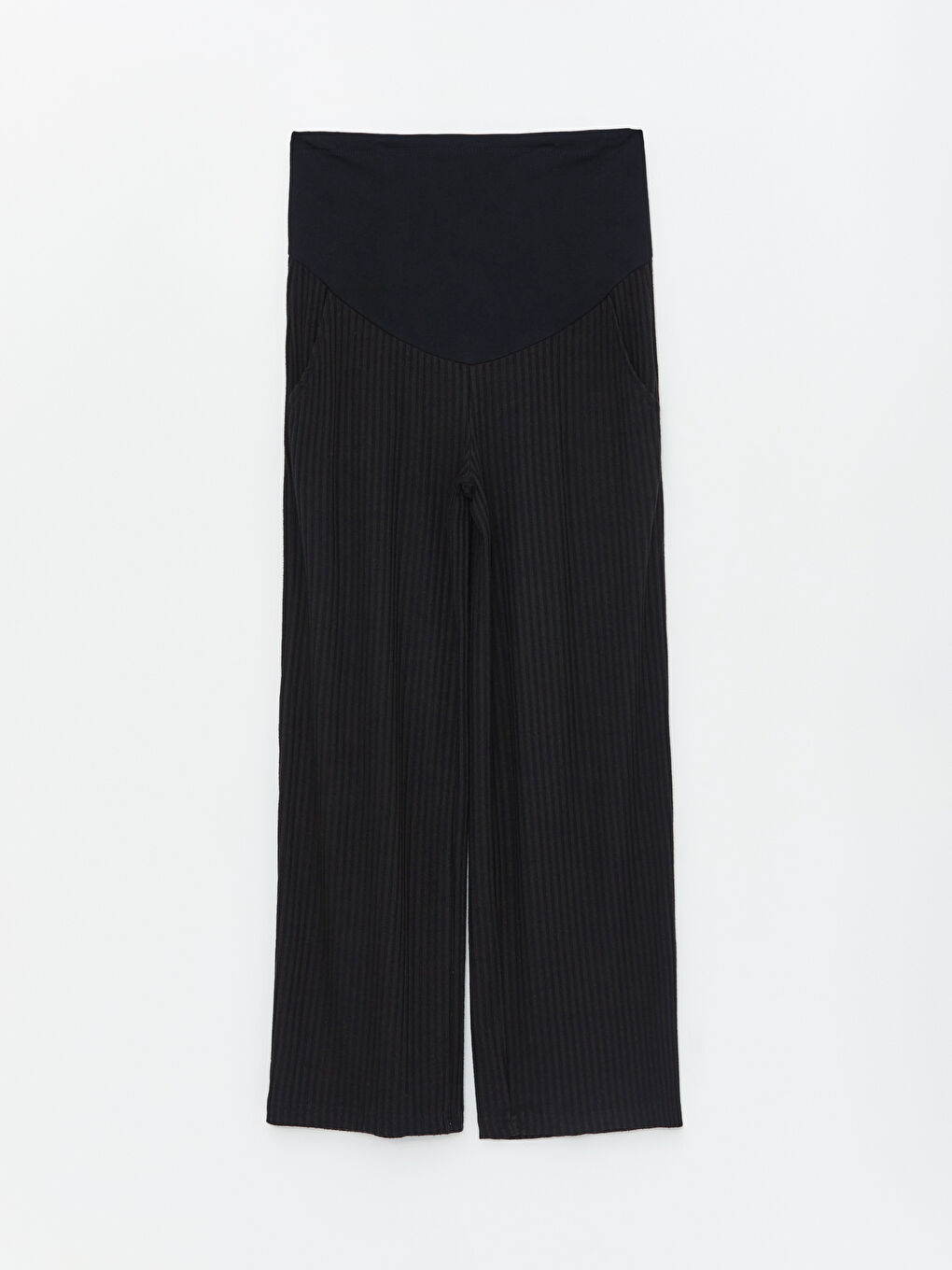 Over Bump Plain Wide Leg Maternity Trousers-5