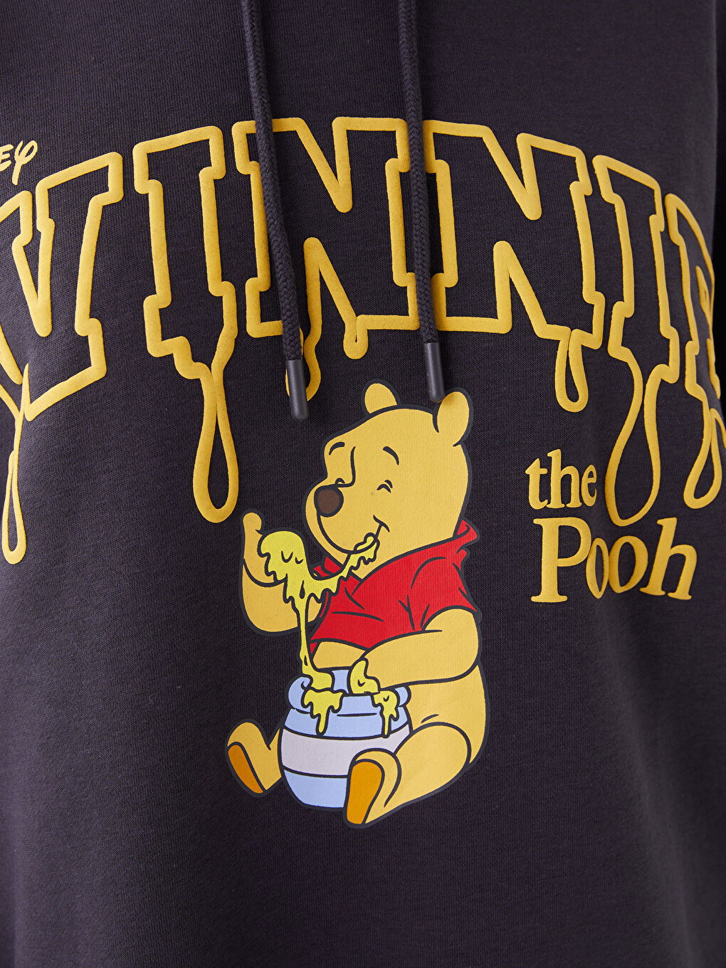 LCW Vision Antrasit Winnie the Pooh Baskılı Oversize Kadın Kalın Hoodie - 3