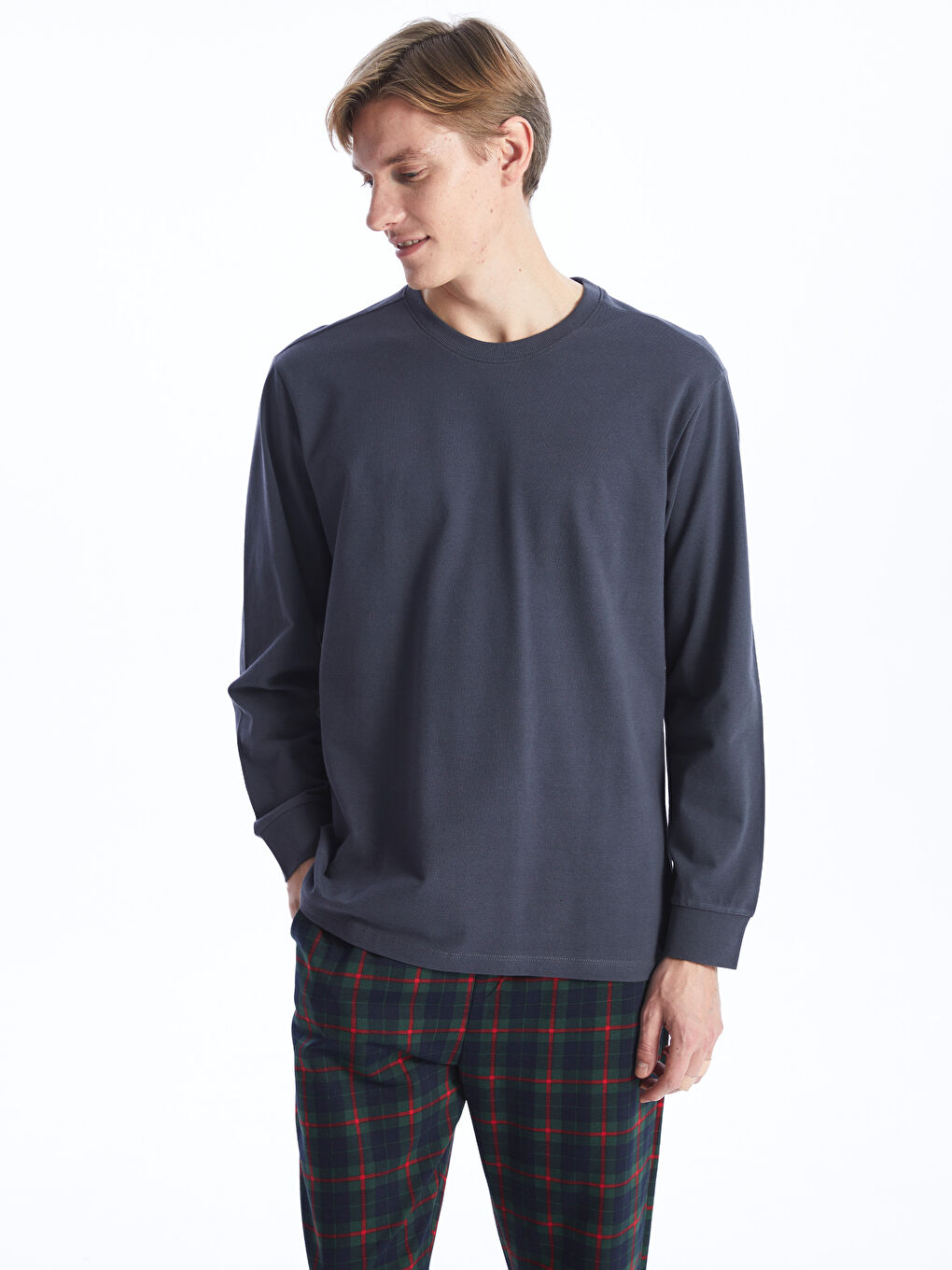 Crew Neck Long Sleeve Men's Pyjama Top