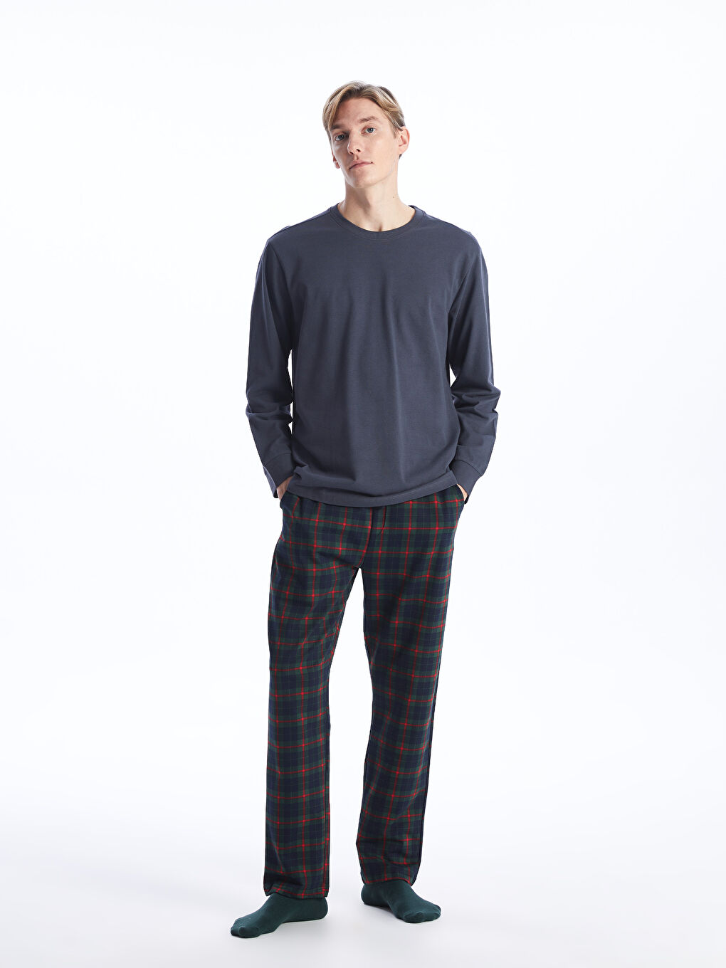 Crew Neck Long Sleeve Men's Pyjama Top-2