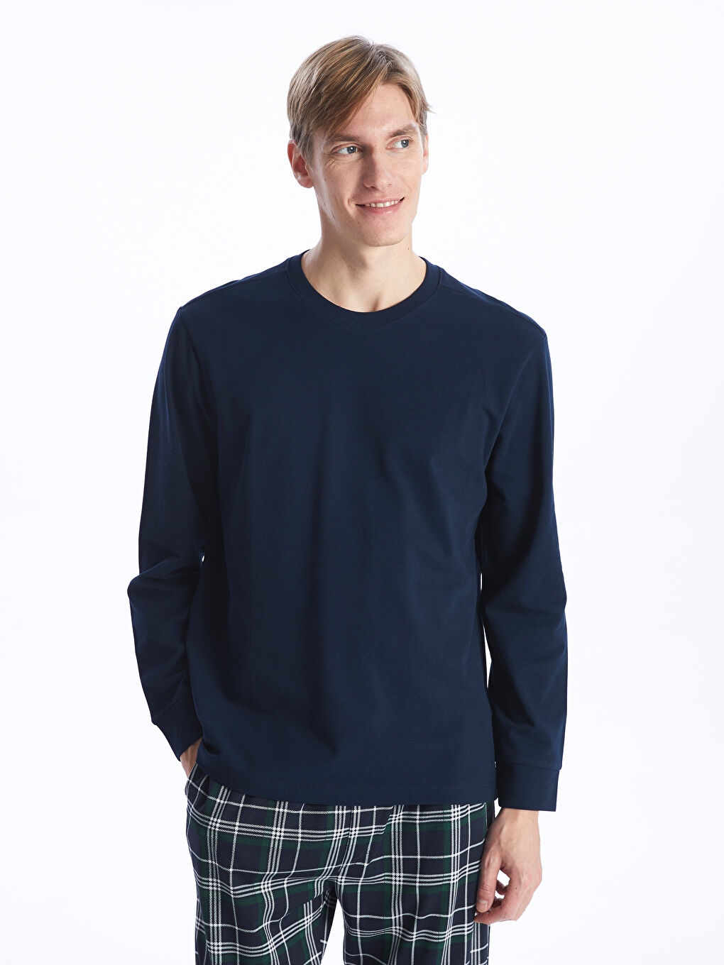 LC WAIKIKI Crew Neck Long Sleeve Men's Pyjama Top -W3DP35Z8-RFF