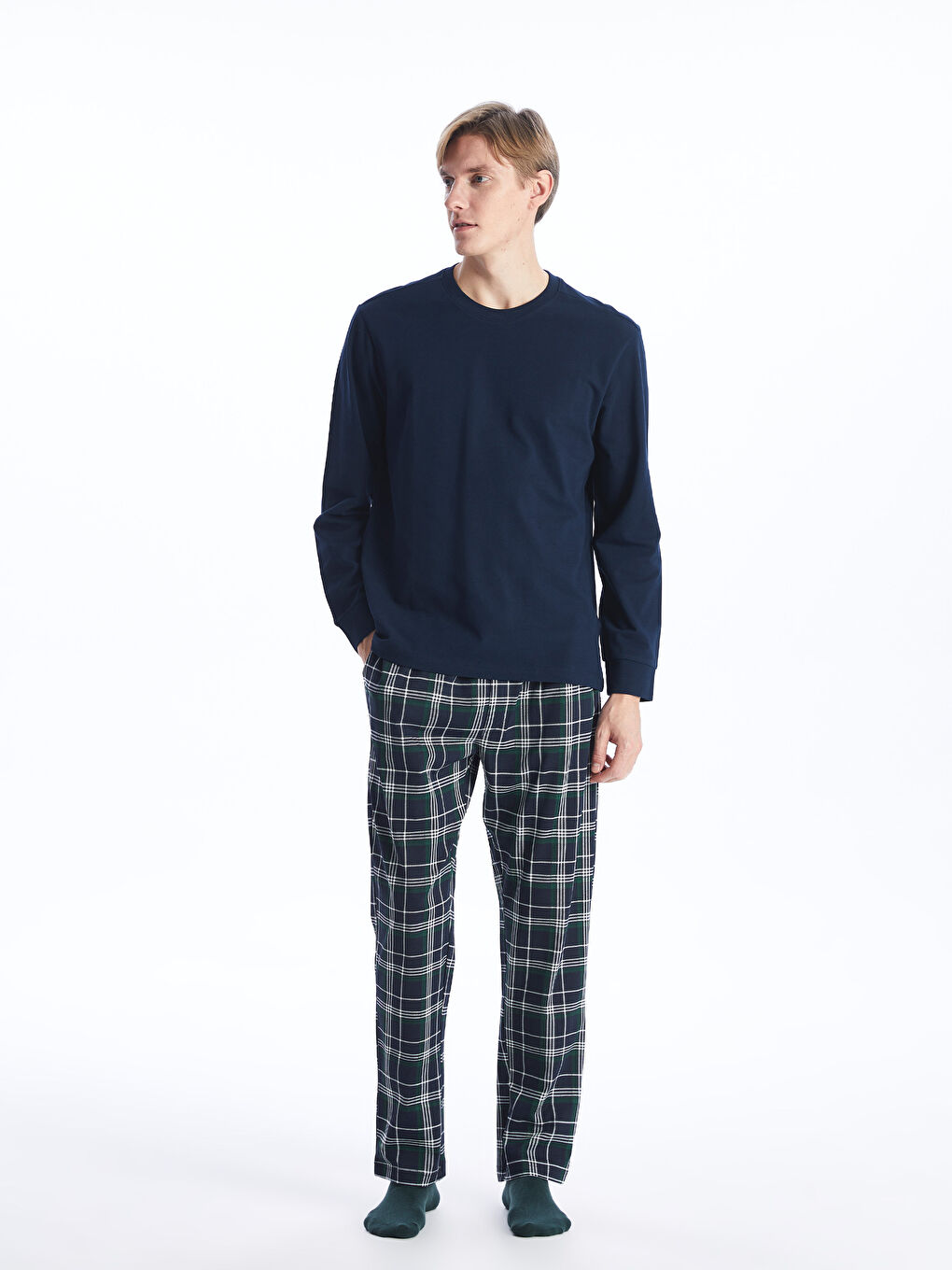 LC WAIKIKI Crew Neck Long Sleeve Men's Pyjama Top -W3DP35Z8-RFF