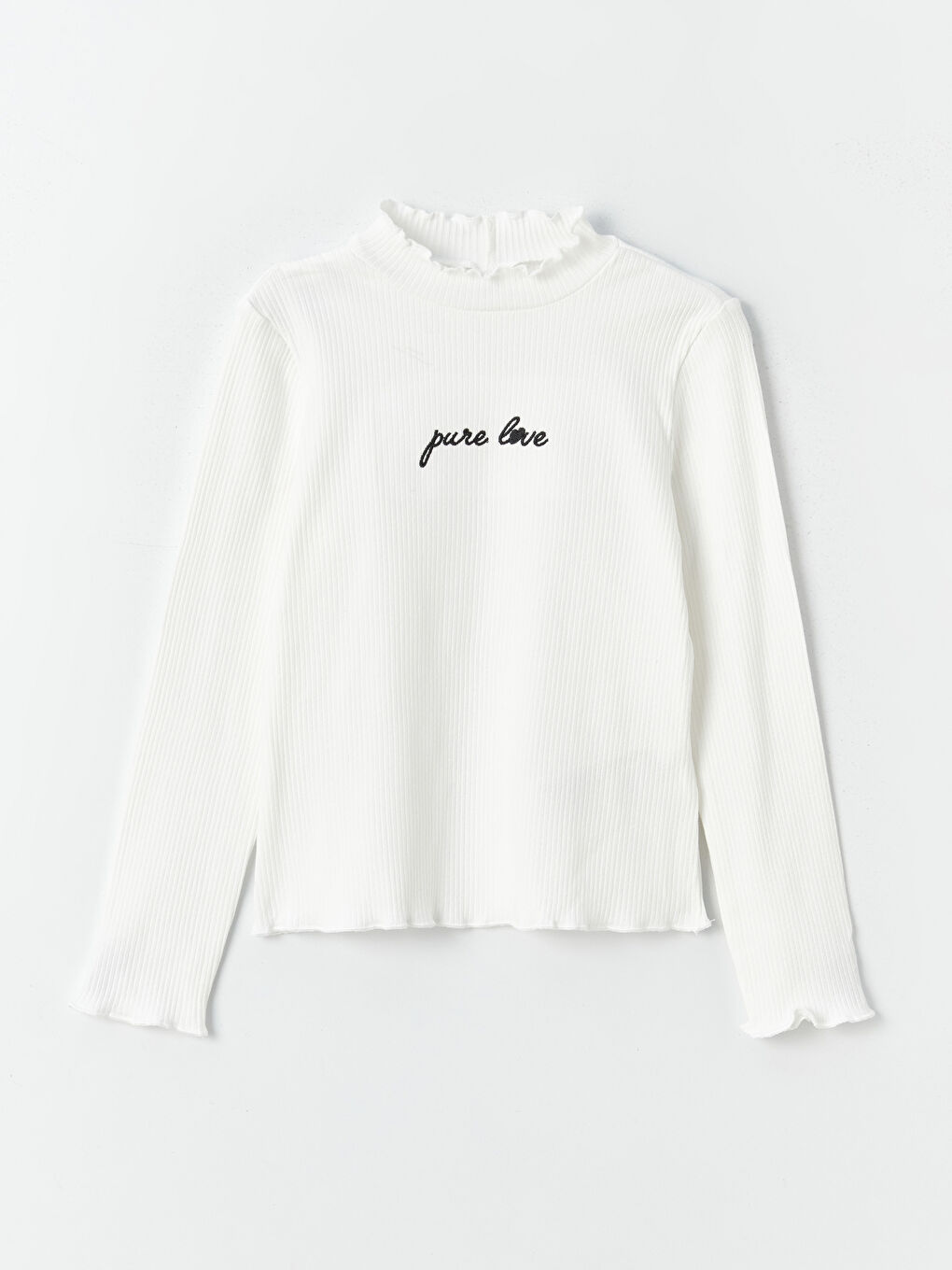 High Collar Long Sleeve Girl's T-Shirt and Short Skirt-3