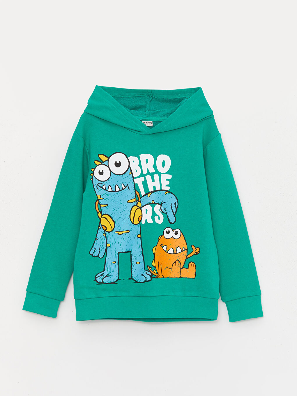 LCW Kids Zümrüt Yeşili Baskılı Uzun Kollu Erkek Çocuk Hoodie ve Eşofman Altı - 1